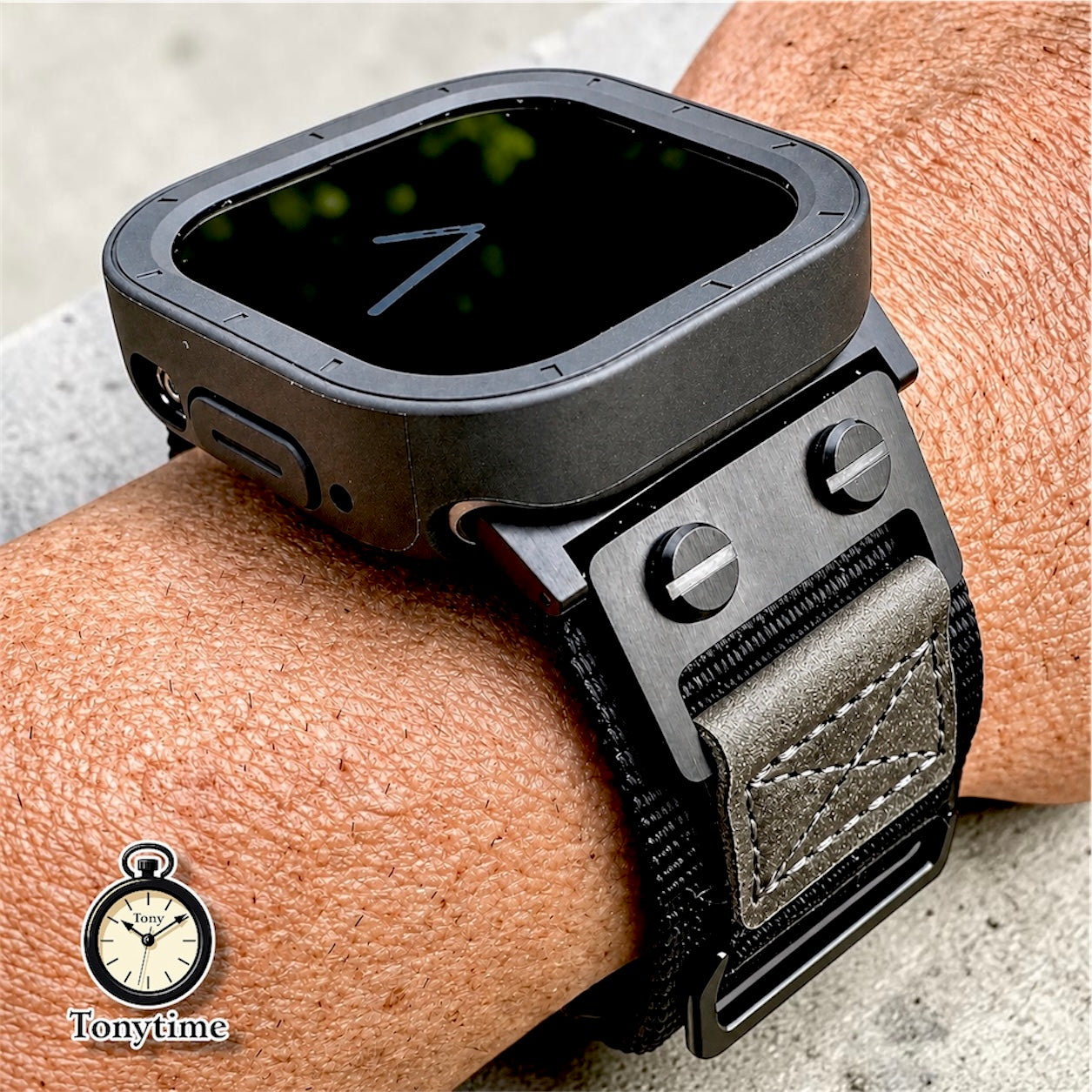 Apple Watch Ultra Stealth Recon Modification Kit Black Tactical Nylon Band TPU Case 49mm