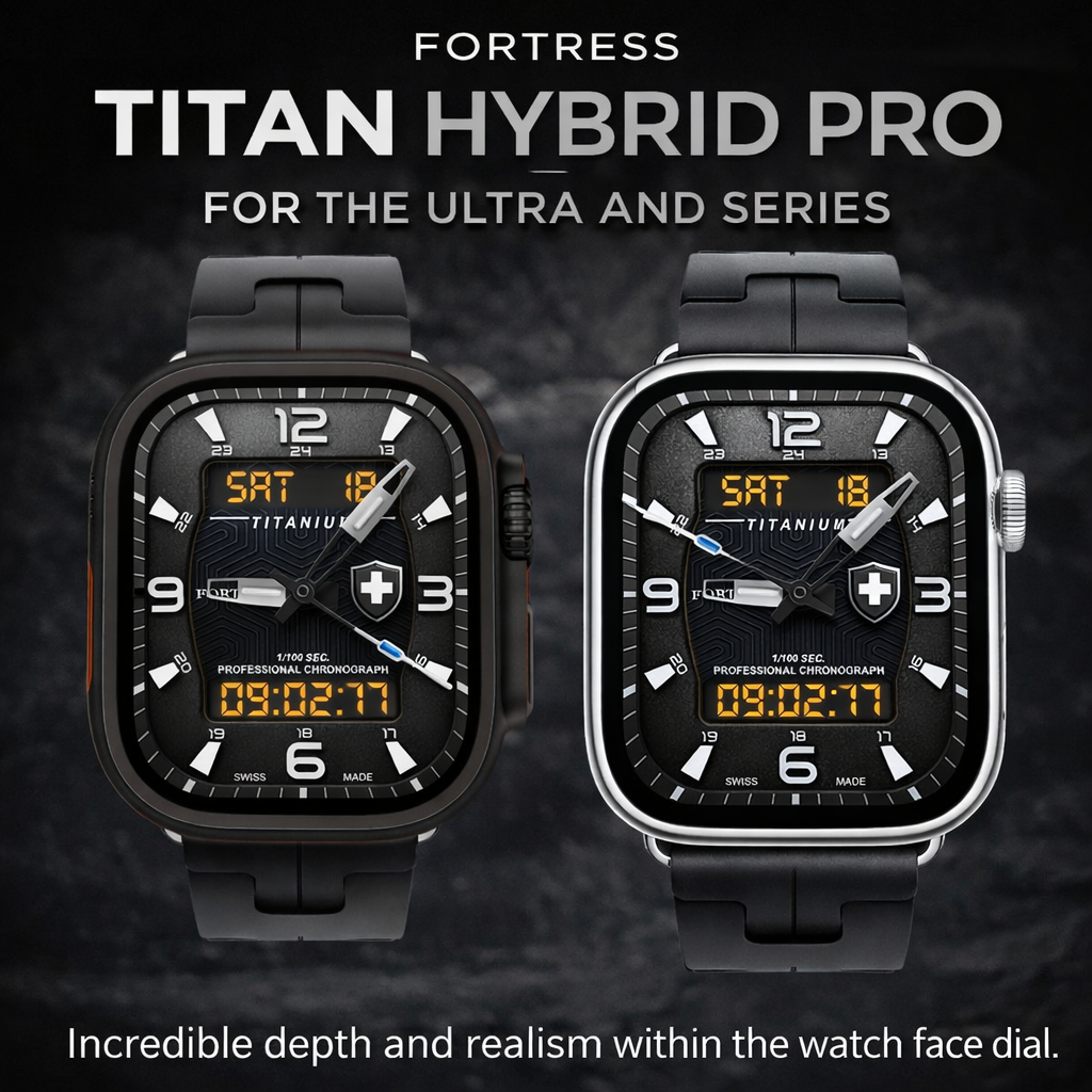 Fortress Titan Hybrid Pro Clockology Watch Face (Ultra & Series)  Advanced Hybrid Chronograph Design with Deep Dial Realism
