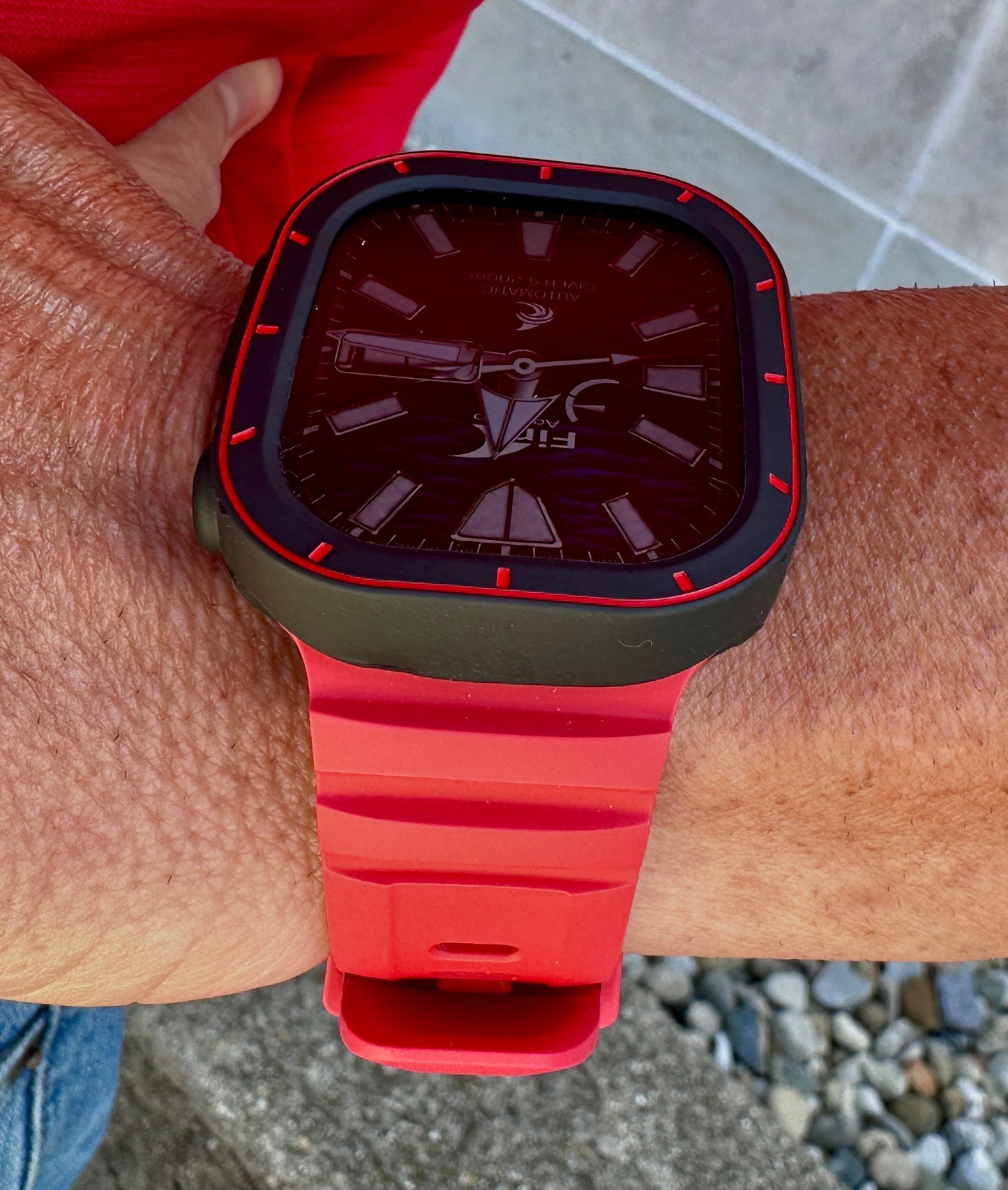 Apple Watch Ultra 49mm Redline Recon Dual-Case Mod Kit | Premium Red Band + 2 TPU Cases