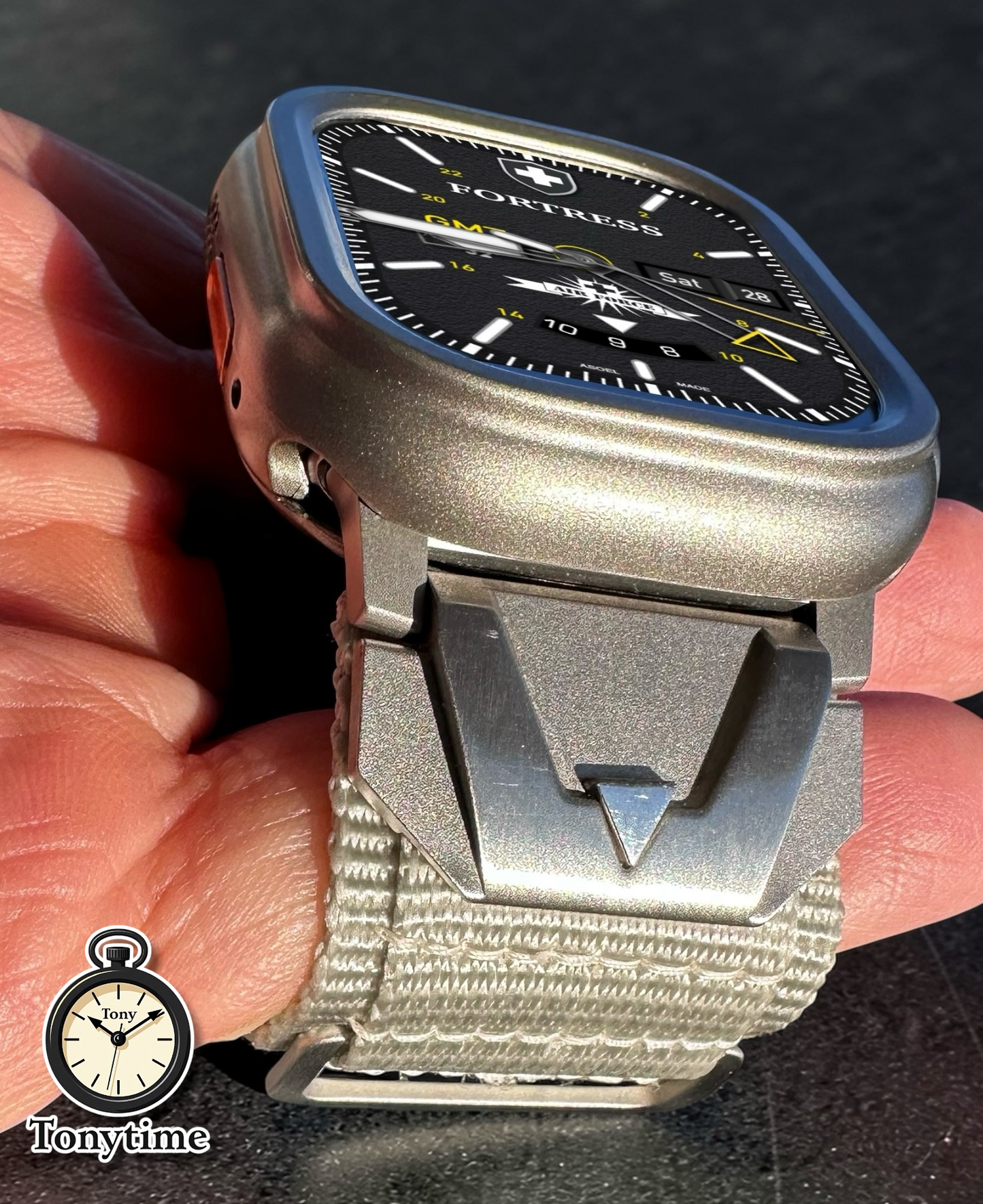 Summit Ridge Modification Kit For Apple Watch Ultra 49mm-Titanium Style Case +Rugged Band
