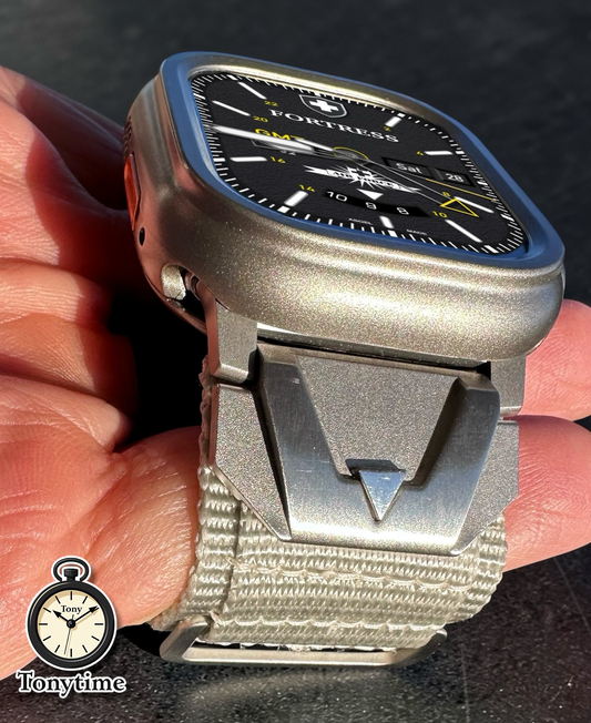 Summit Ridge Modification Kit For Apple Watch Ultra 49mm-Titanium Style Case +Rugged Band