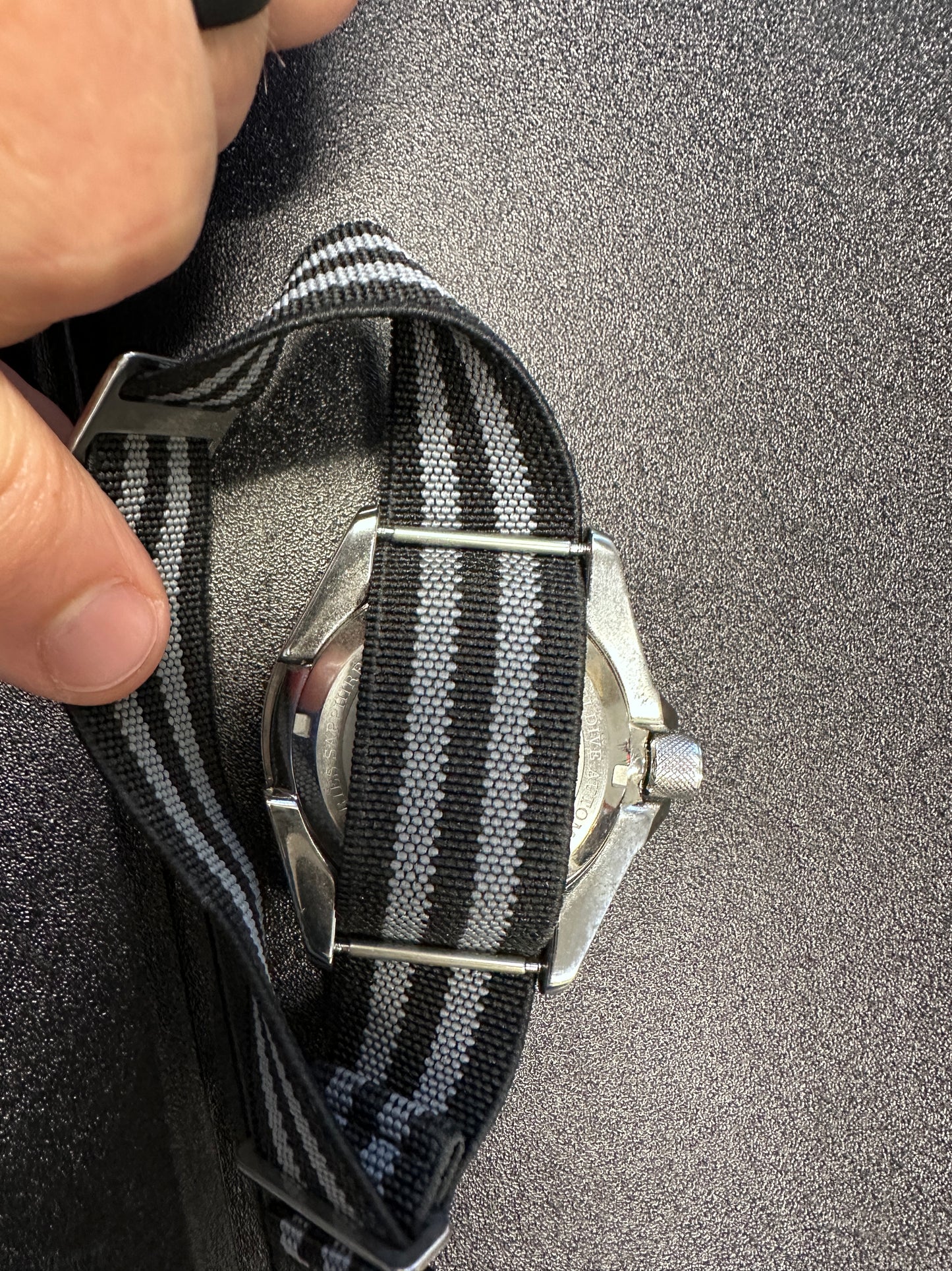 Marine Flex Elastic Watch Strap | Black w/ Gray Stripes | Premium 22mm NATO Style