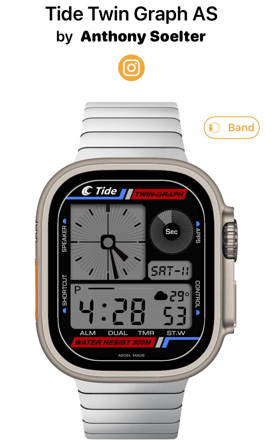 Tide Twin Graph Apple Watch Face - Clockology Digital Smartwatch Design