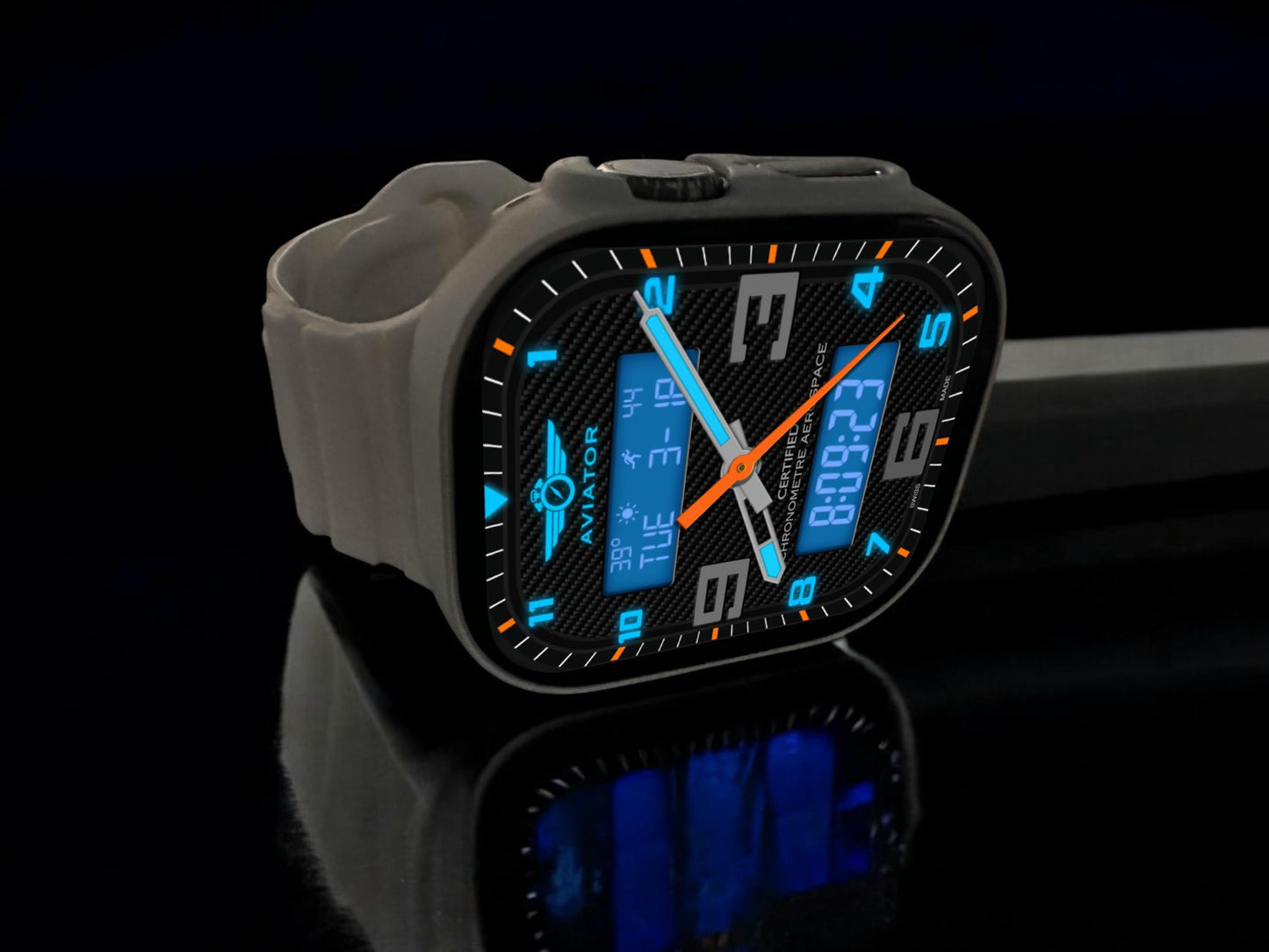 AviatorCo Aerospace Apple Watch Face, Digital/Analog (Clockology App)