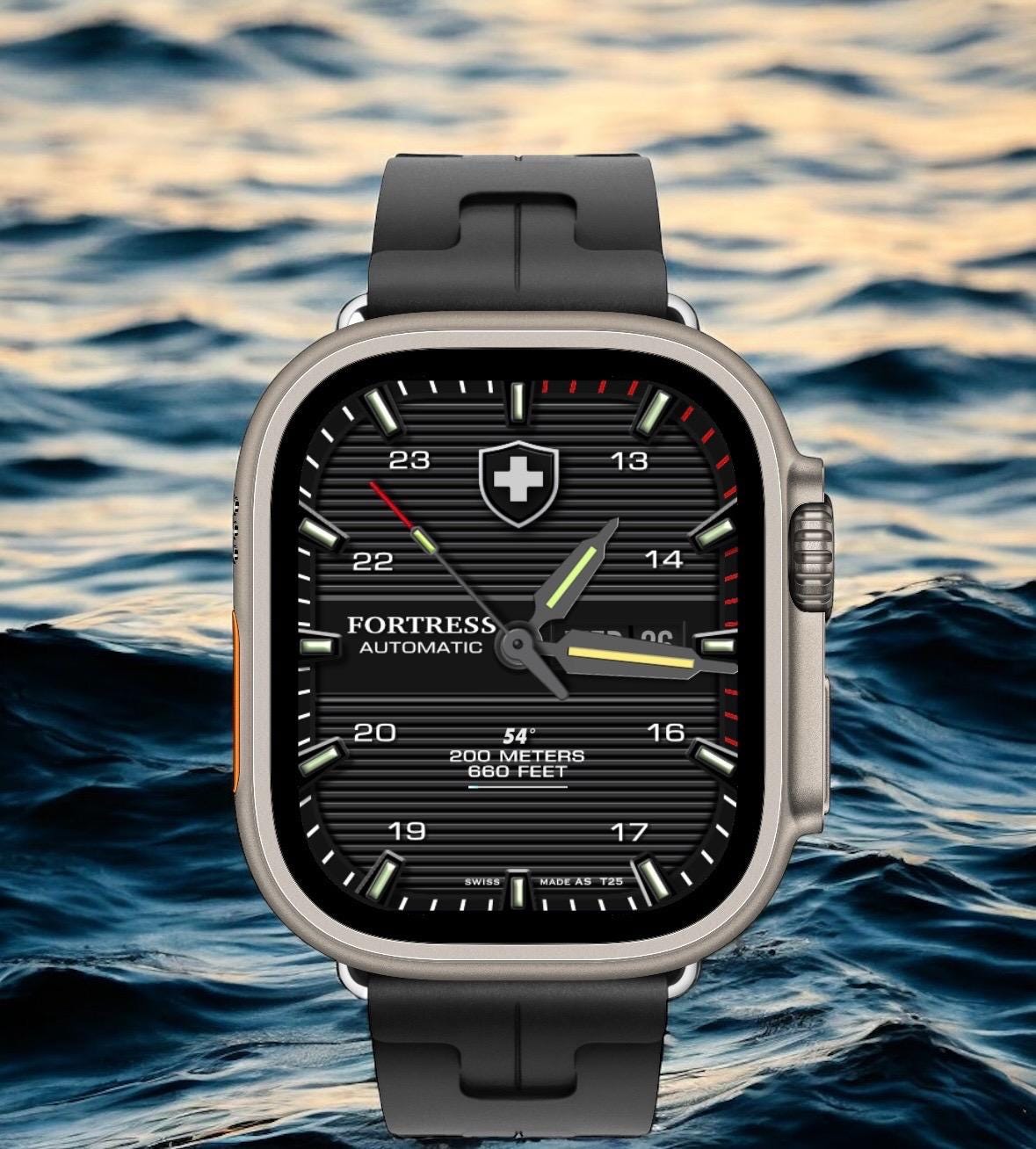 Fortress Military Apple Watch Face: Carbon Series Clockology Design