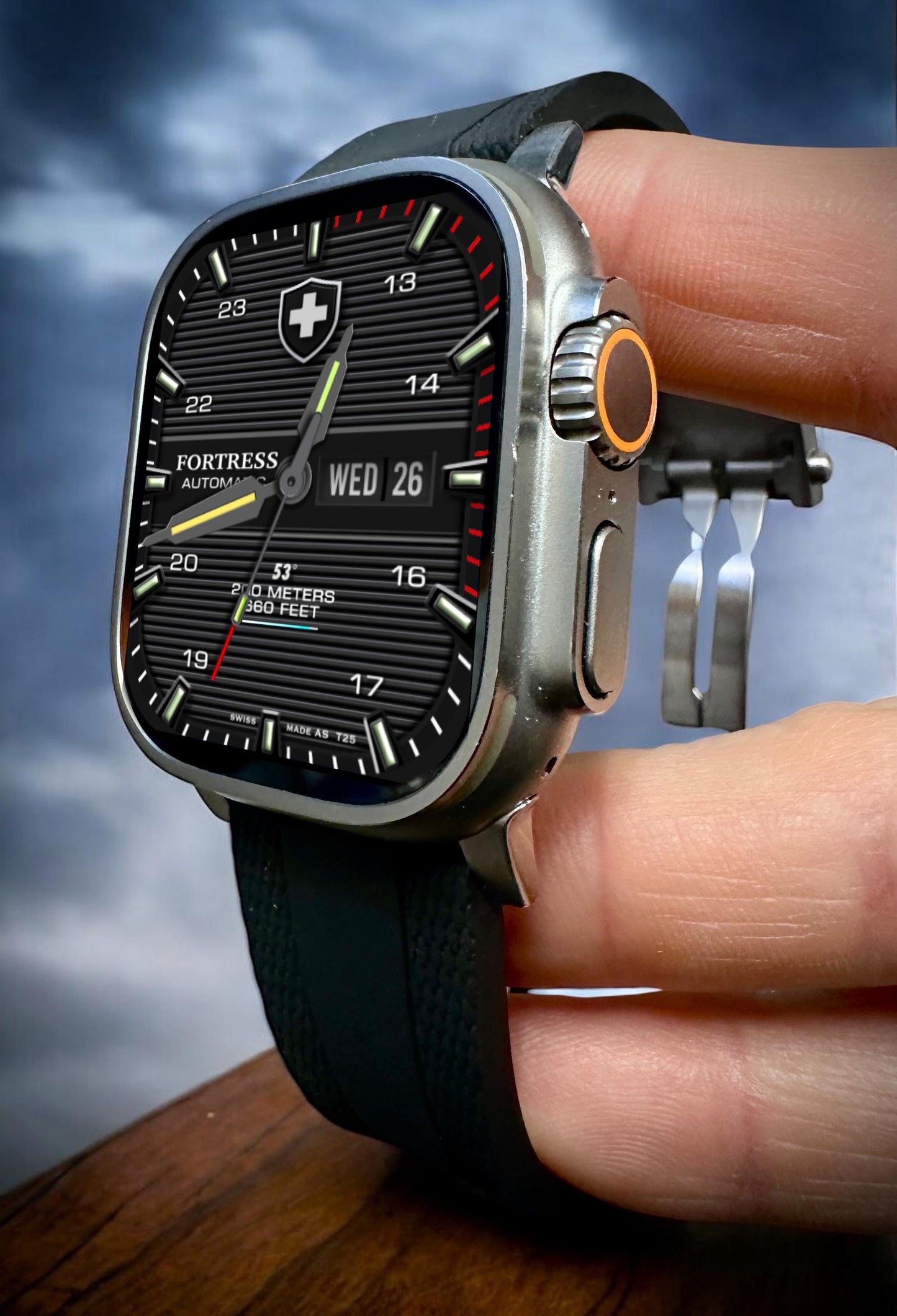 Fortress Military Apple Watch Face: Carbon Series Clockology Design