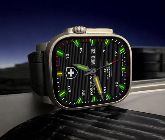 Fortress Military Apple Watch Face: Carbon Series Clockology Design