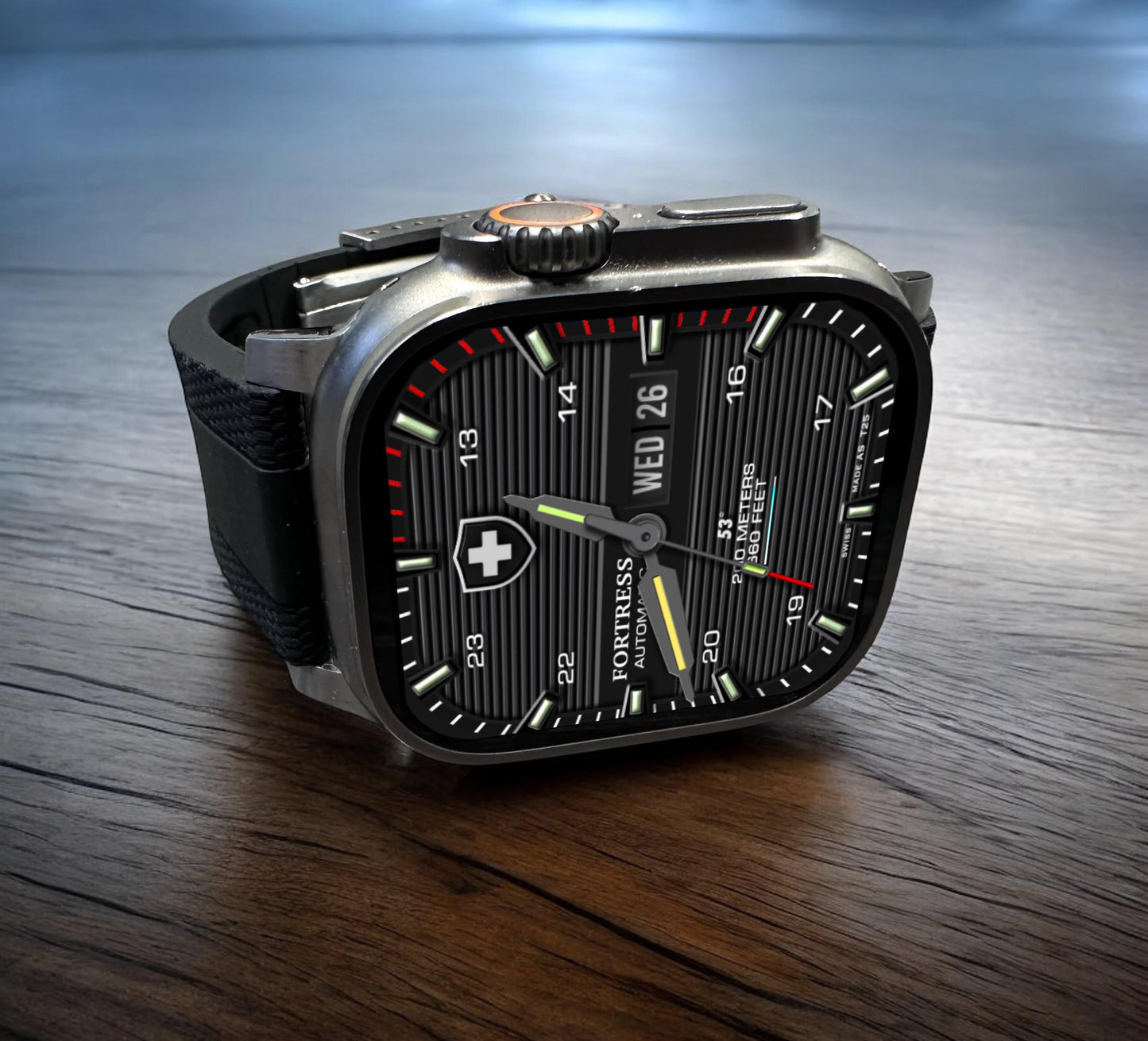 Fortress Military Apple Watch Face: Carbon Series Clockology Design
