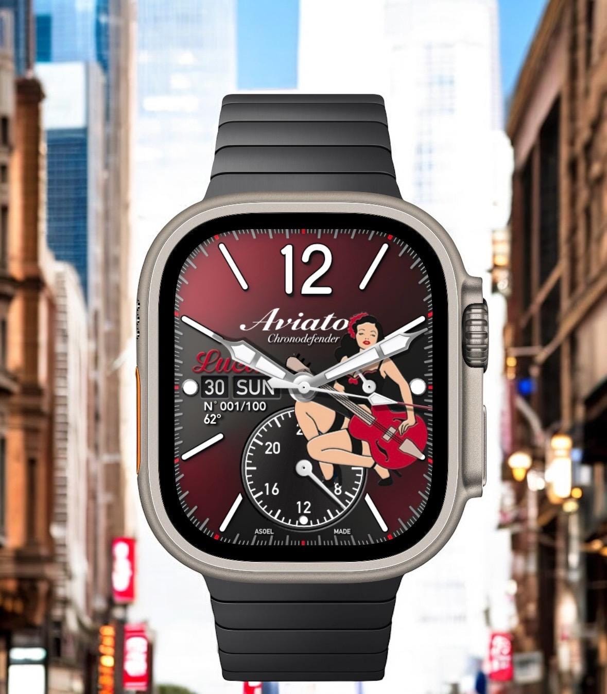 Aviator Chronodefender Apple Watch Face: Lucia Edition (Clockology)
