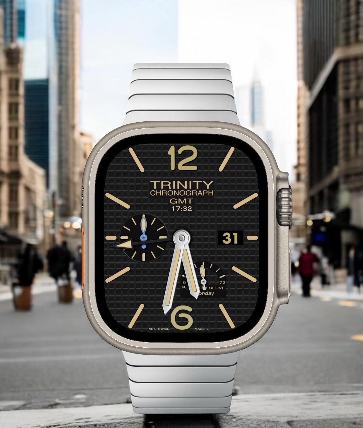 Trinity Chronograph Apple Watch Face | Clockology App