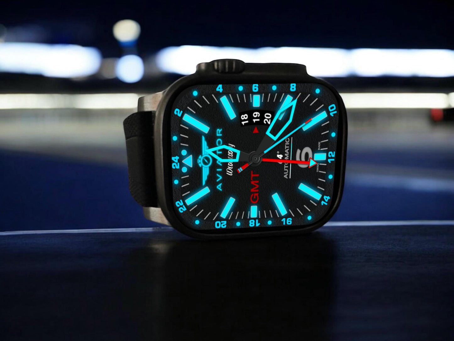 Aviator Flight Apple Watch Face: GMT Clockology Design