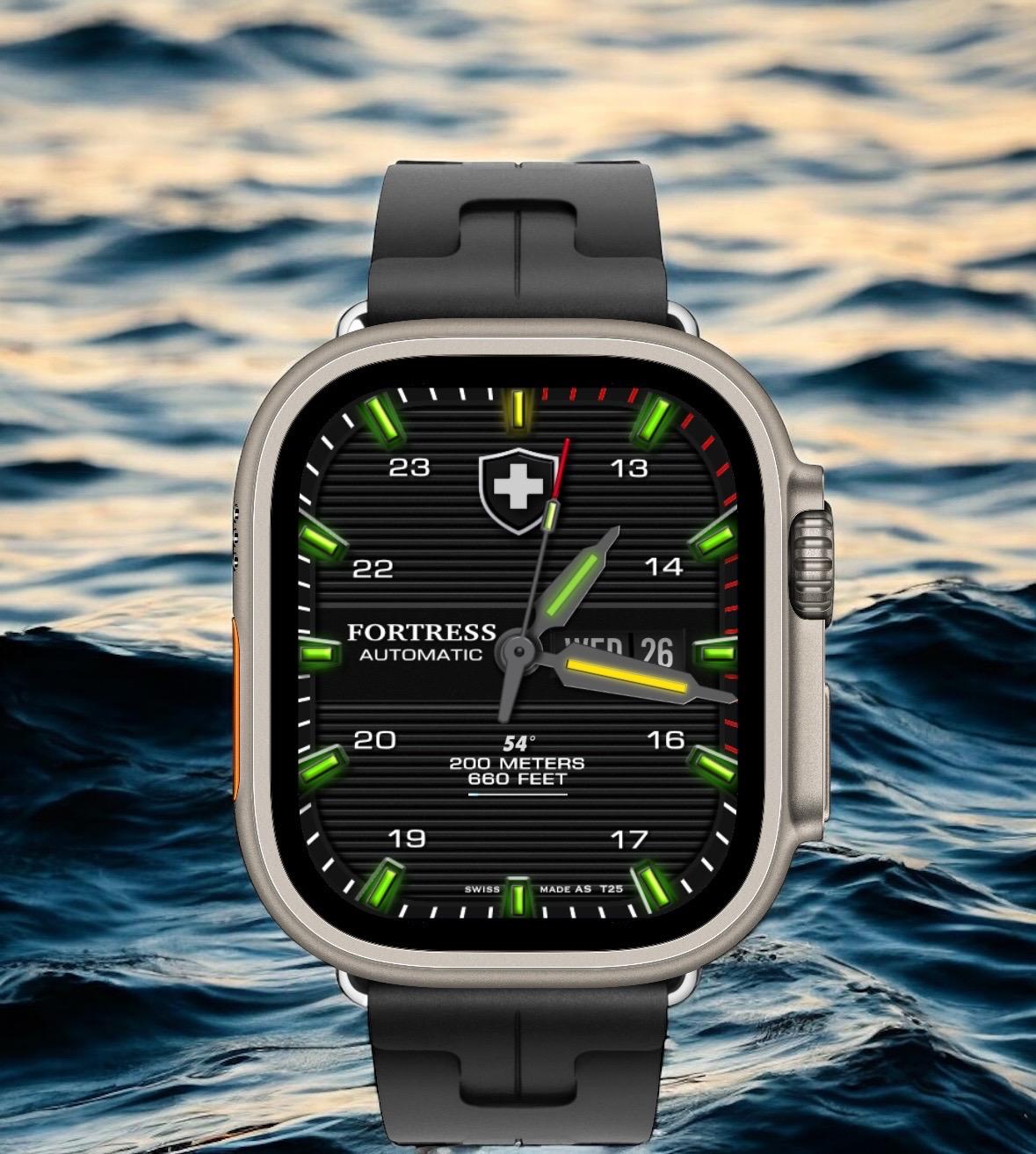 Fortress Military Apple Watch Face: Carbon Series Clockology Design