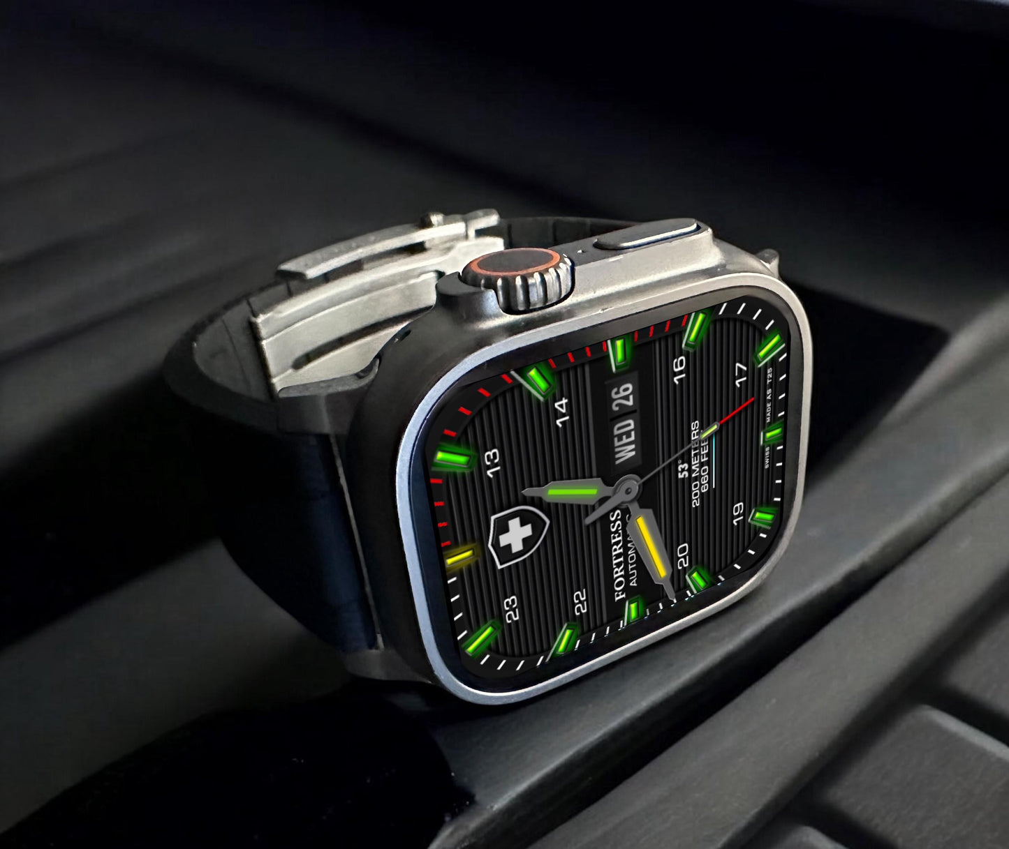 Fortress Military Apple Watch Face: Carbon Series Clockology Design