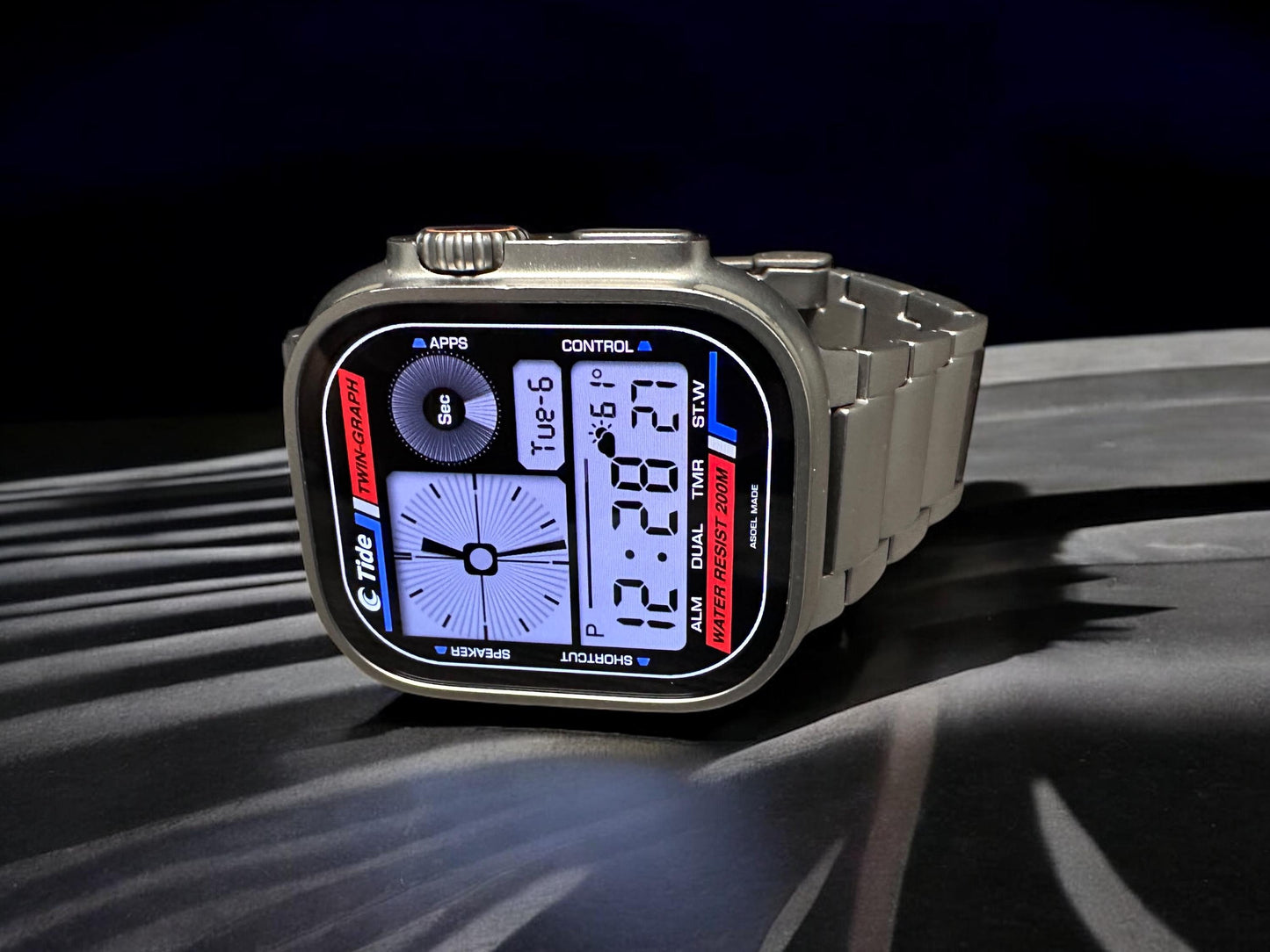 Tide Twin Graph V3 Apple Watch Face: Customizable Digital Clockology (Download)