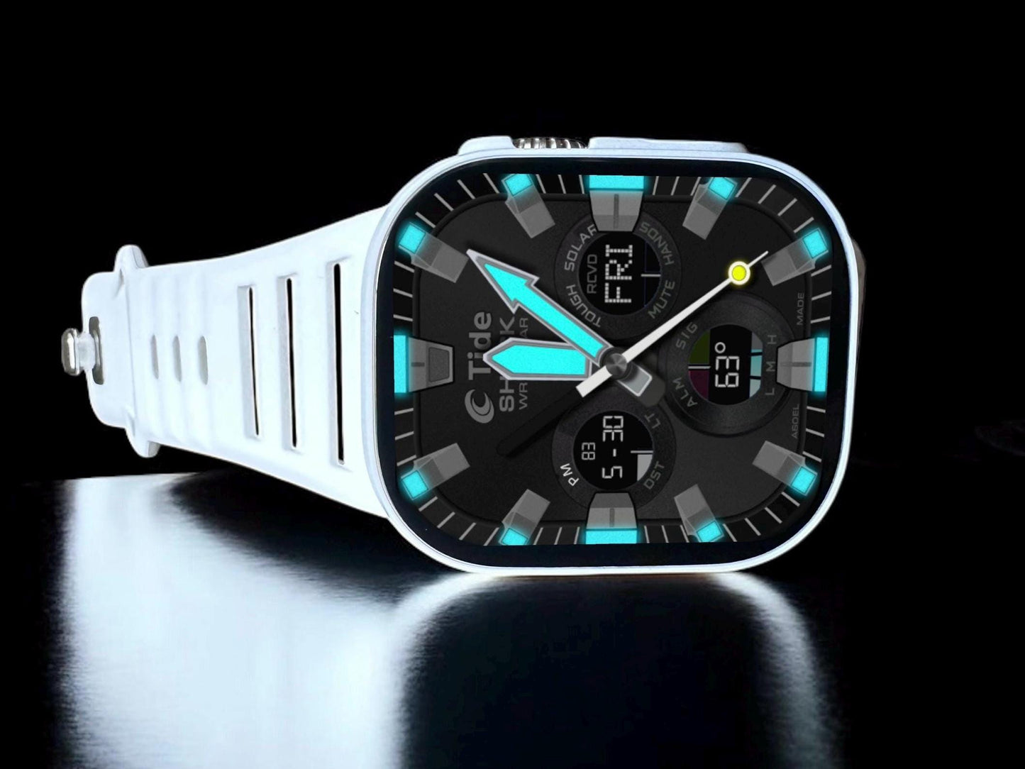 Clockology Apple Watch Faces: Tide Shock Diver Design