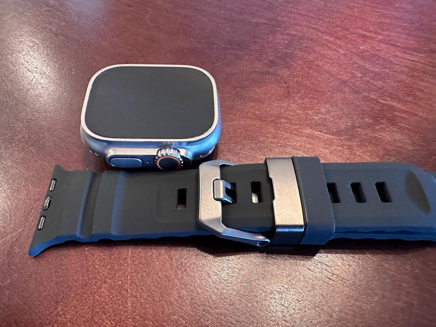 Rugged Silicone Apple Watch Band: Dark Titanium Buckle, 42-49mm