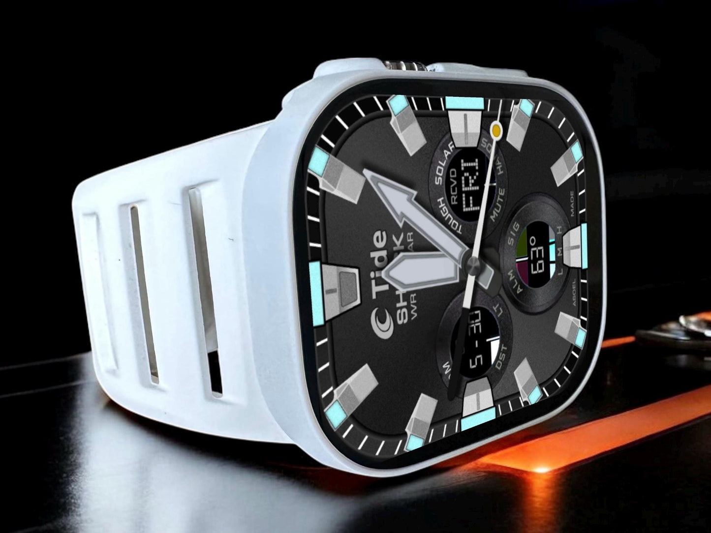 Clockology Apple Watch Faces: Tide Shock Diver Design