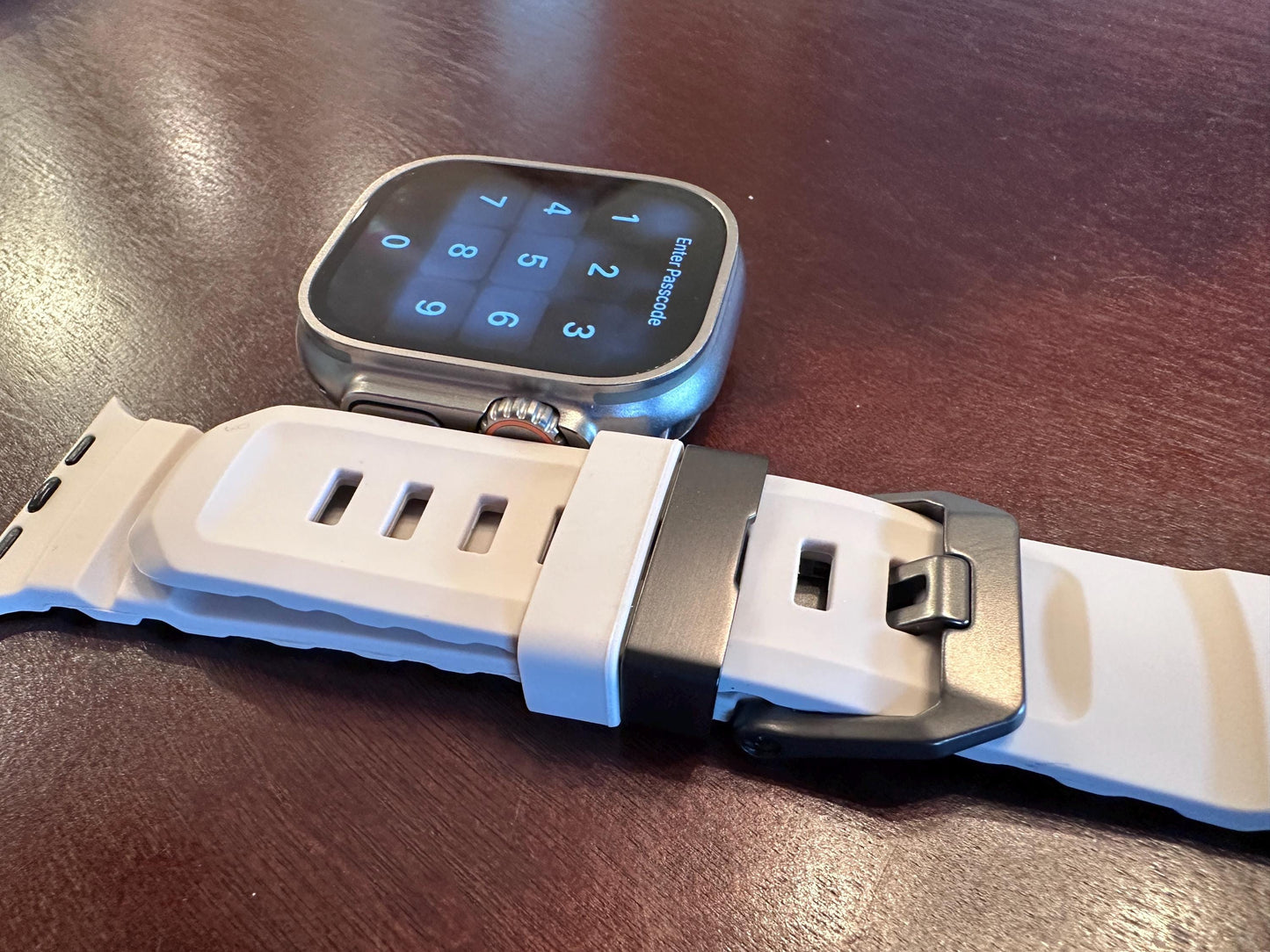 Rugged Silicone Apple Watch Band: Dark Titanium Buckle, 42-49mm