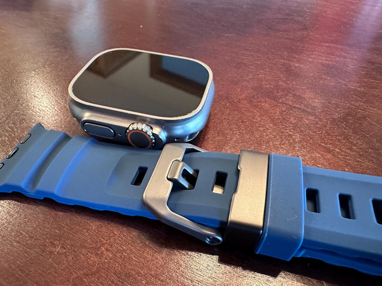 Rugged Silicone Apple Watch Band: Dark Titanium Buckle, 42-49mm