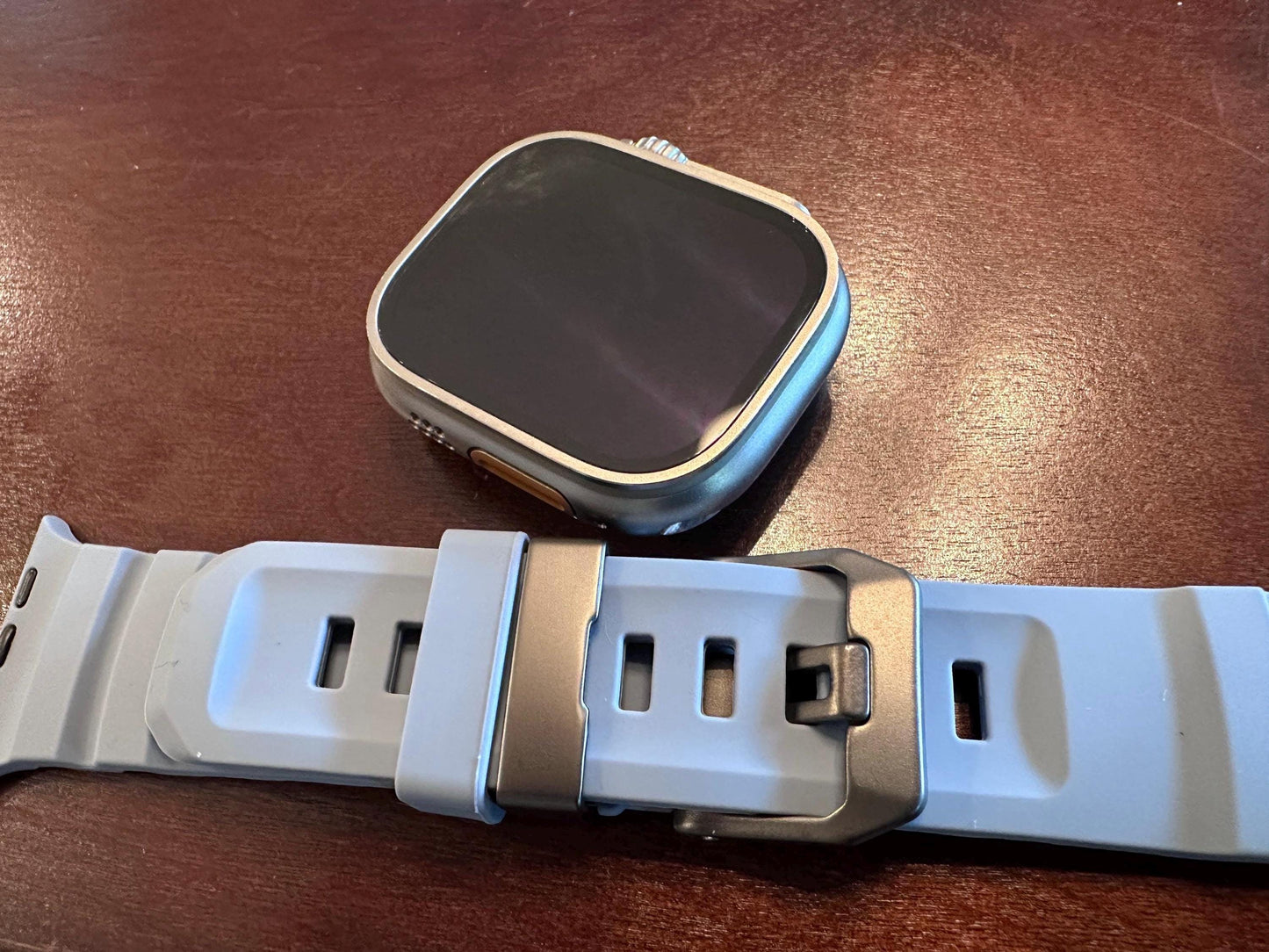 Rugged Silicone Apple Watch Band: Dark Titanium Buckle, 42-49mm