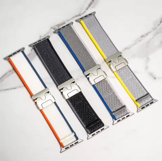 Elastic Nylon Apple Watch Band: Parachute Buckle, Two Tone Design