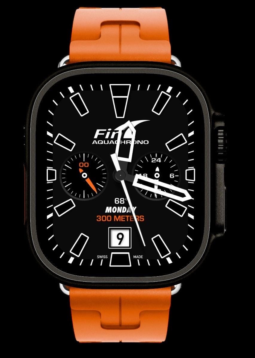 Fin AquaChrono Apple Watch Face: Diver Style Clockology Design