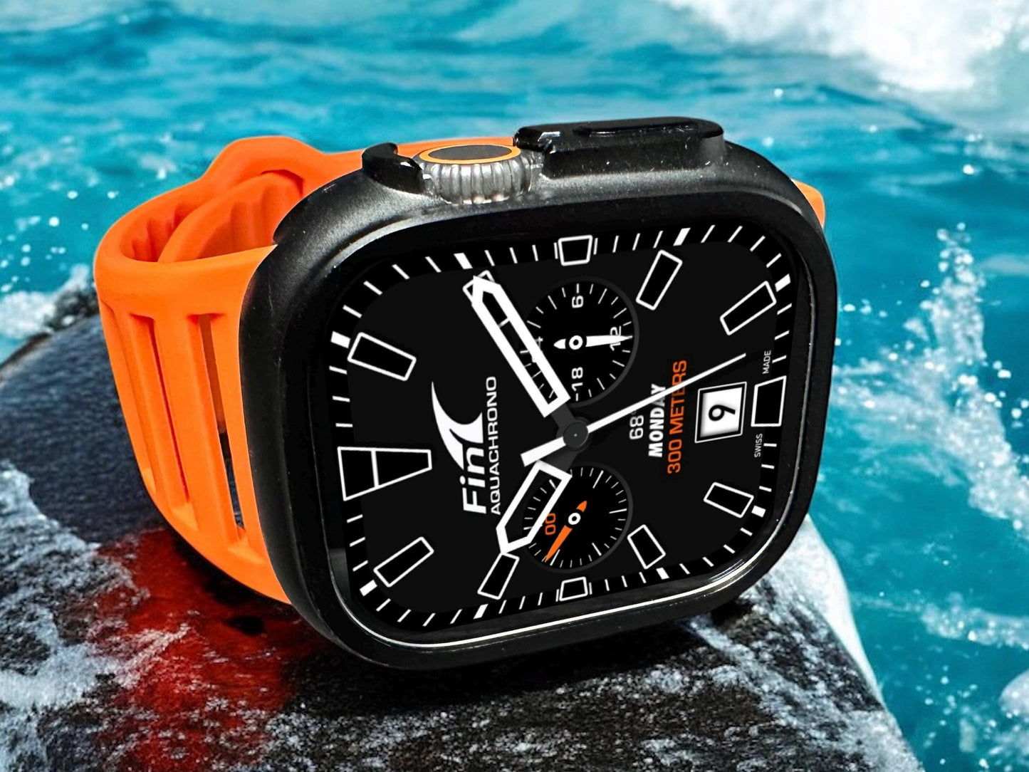 Fin AquaChrono Apple Watch Face: Diver Style Clockology Design