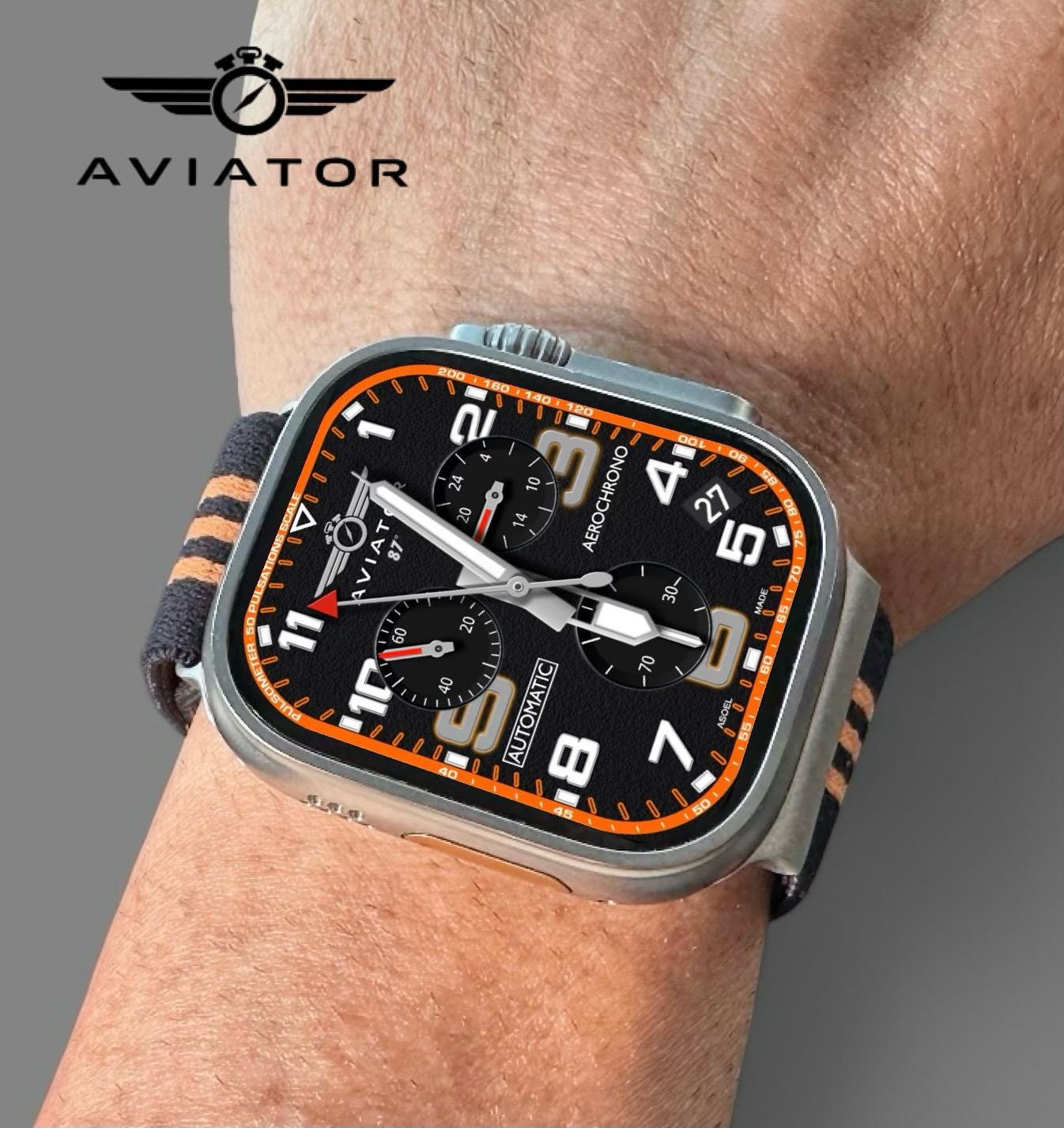 Aviator Aerochrono Pro Apple Watch Face - Clockology Design for Ultra/Series