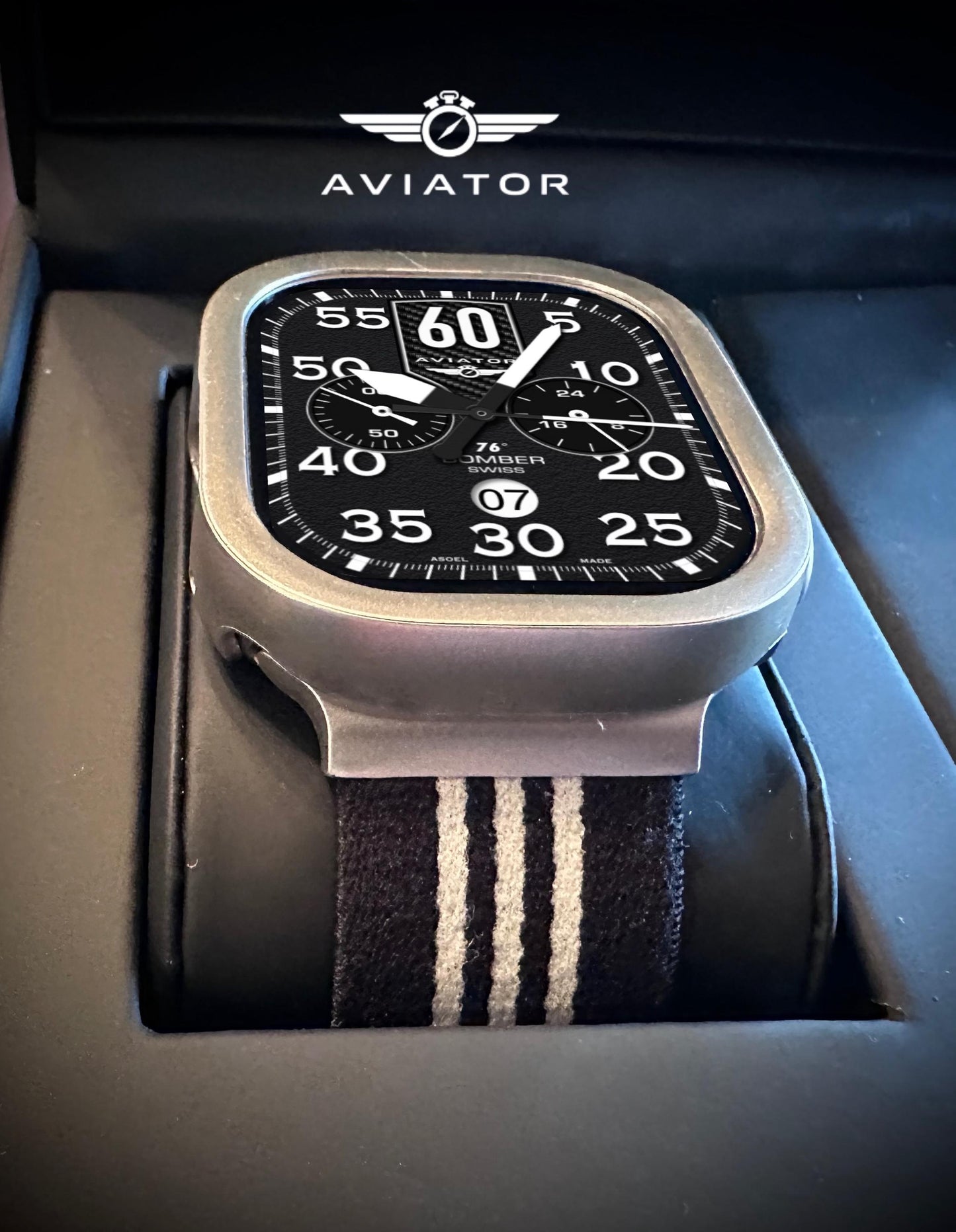 Aviator Bomber Apple Watch Face: Clockology Design for Apple Ultra & Series