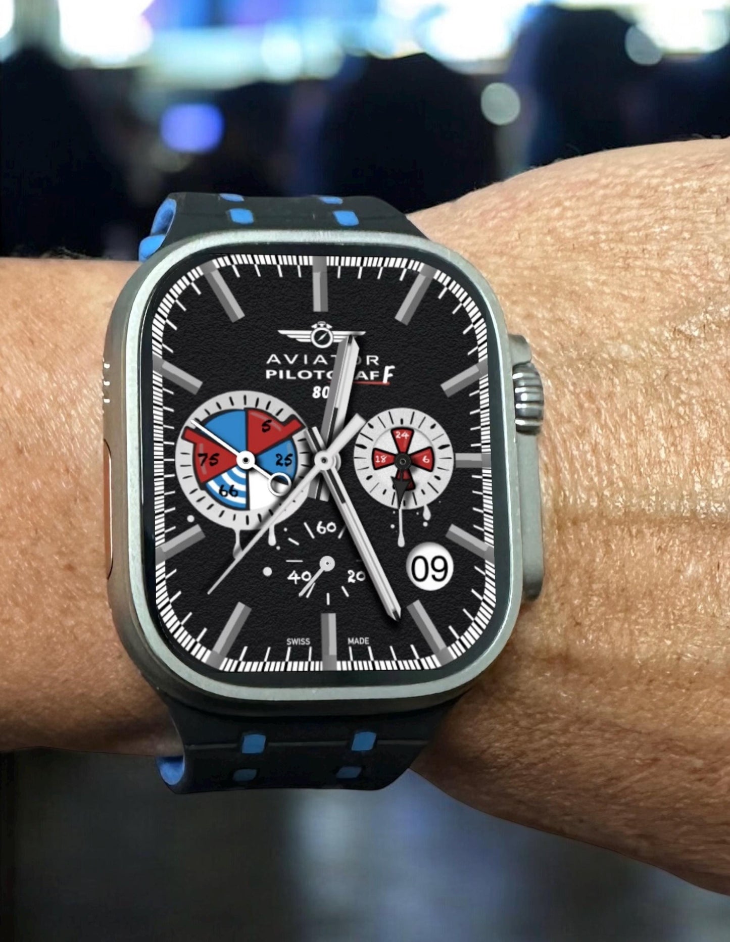 Aviator Pilotgraff Apple Watch Face: Clockology Design for Apple Ultra & Series