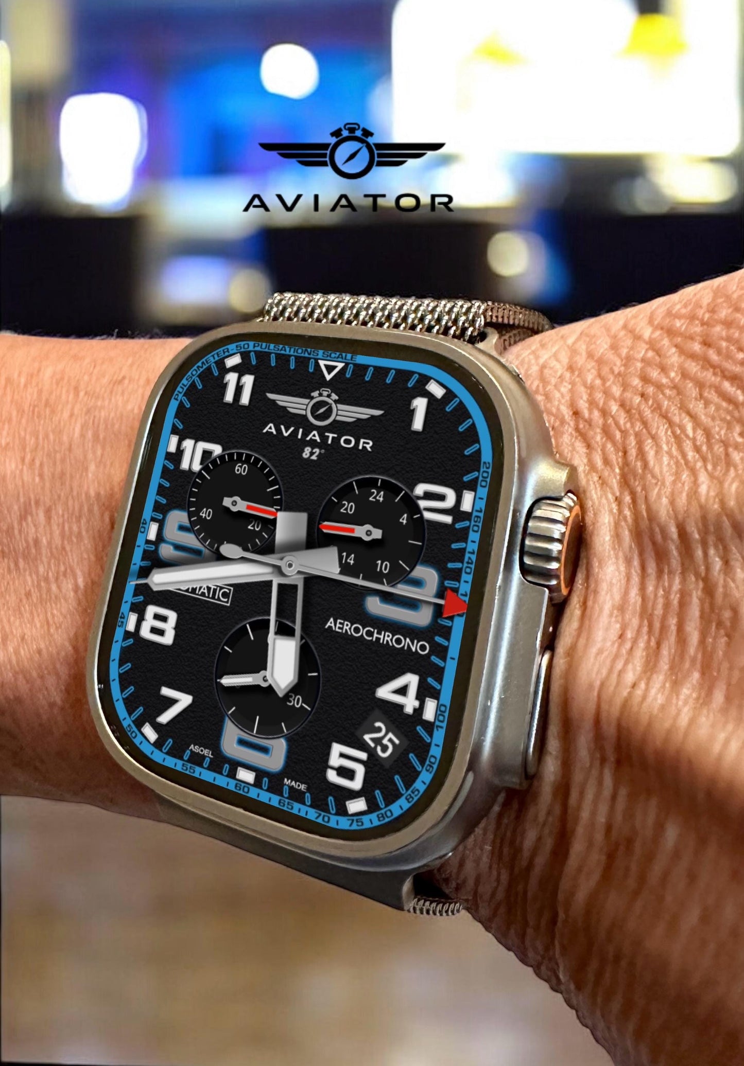Aviator Aerochrono Pro Apple Watch Face - Clockology Design for Ultra & Series