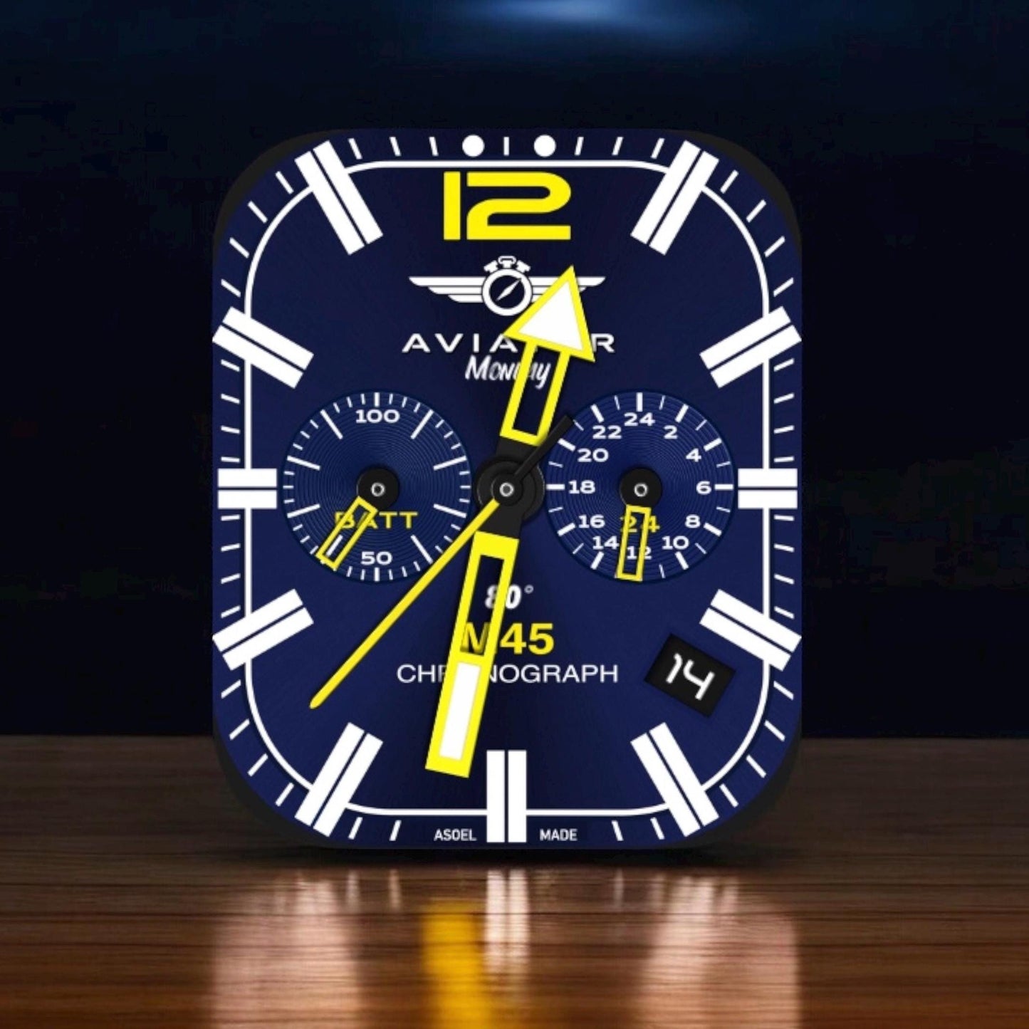 Aviator M45 Apple Watch Face: Clockology Smartwatch Design (Digital Download)