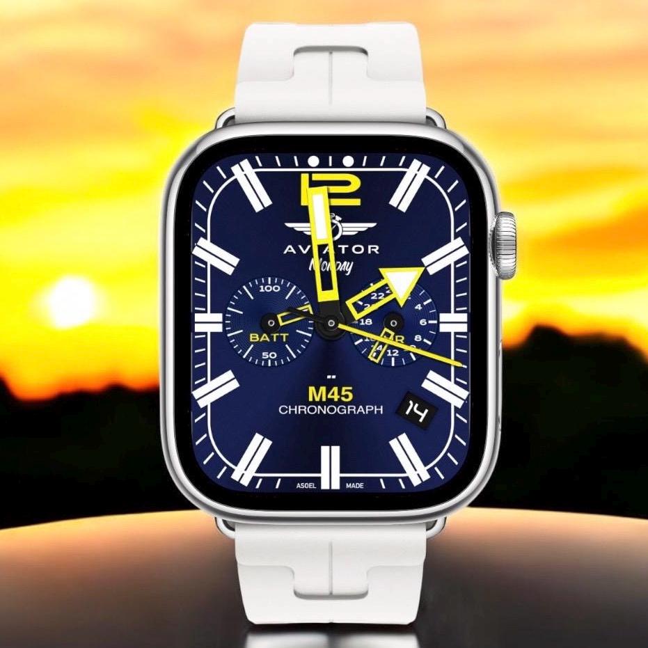 Aviator M45 Apple Watch Face: Clockology Smartwatch Design (Digital Download)