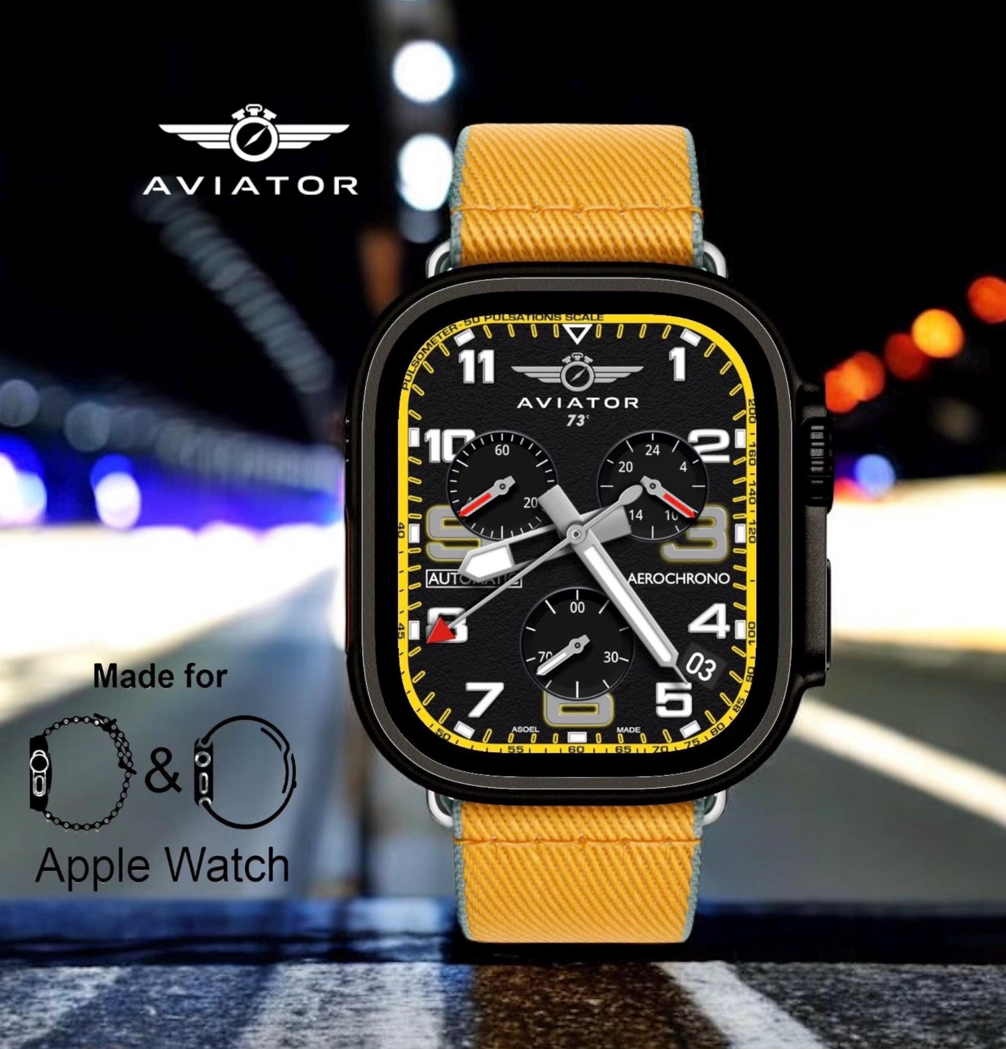 Aviator Aerochrono Pro Apple Watch Face: Clockology Smartwatch Design