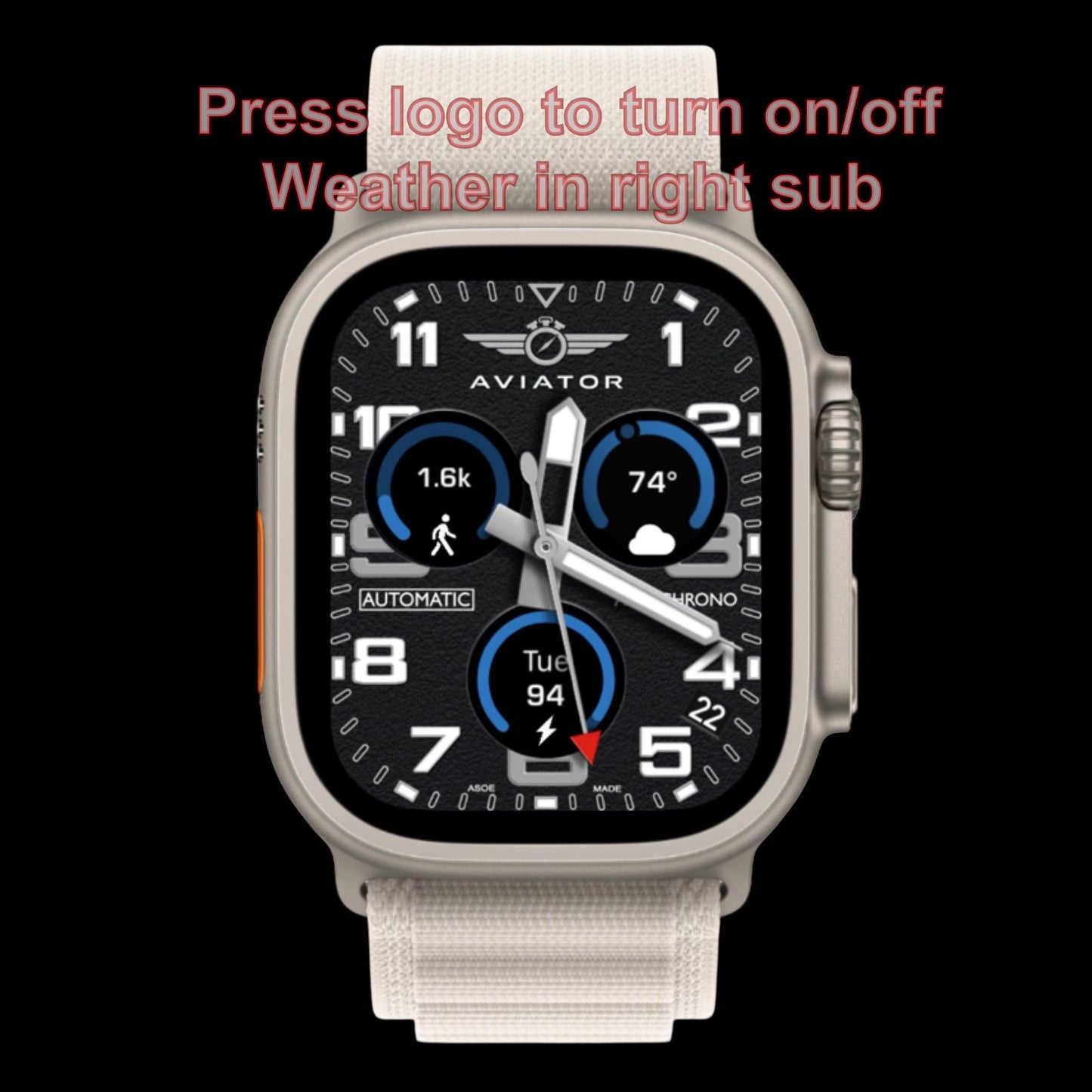 Aviator Smart Aerochrono Apple Watch Face: Interactive Clockology Design