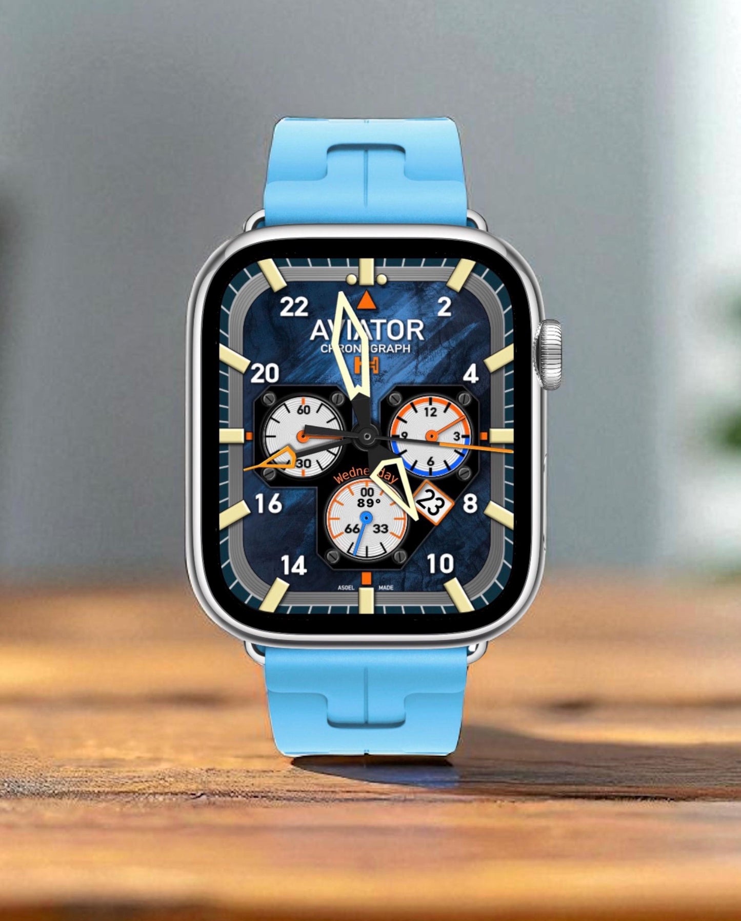 Aviator Chronograph Apple Watch Face, Fighter GMT (Clockology App)