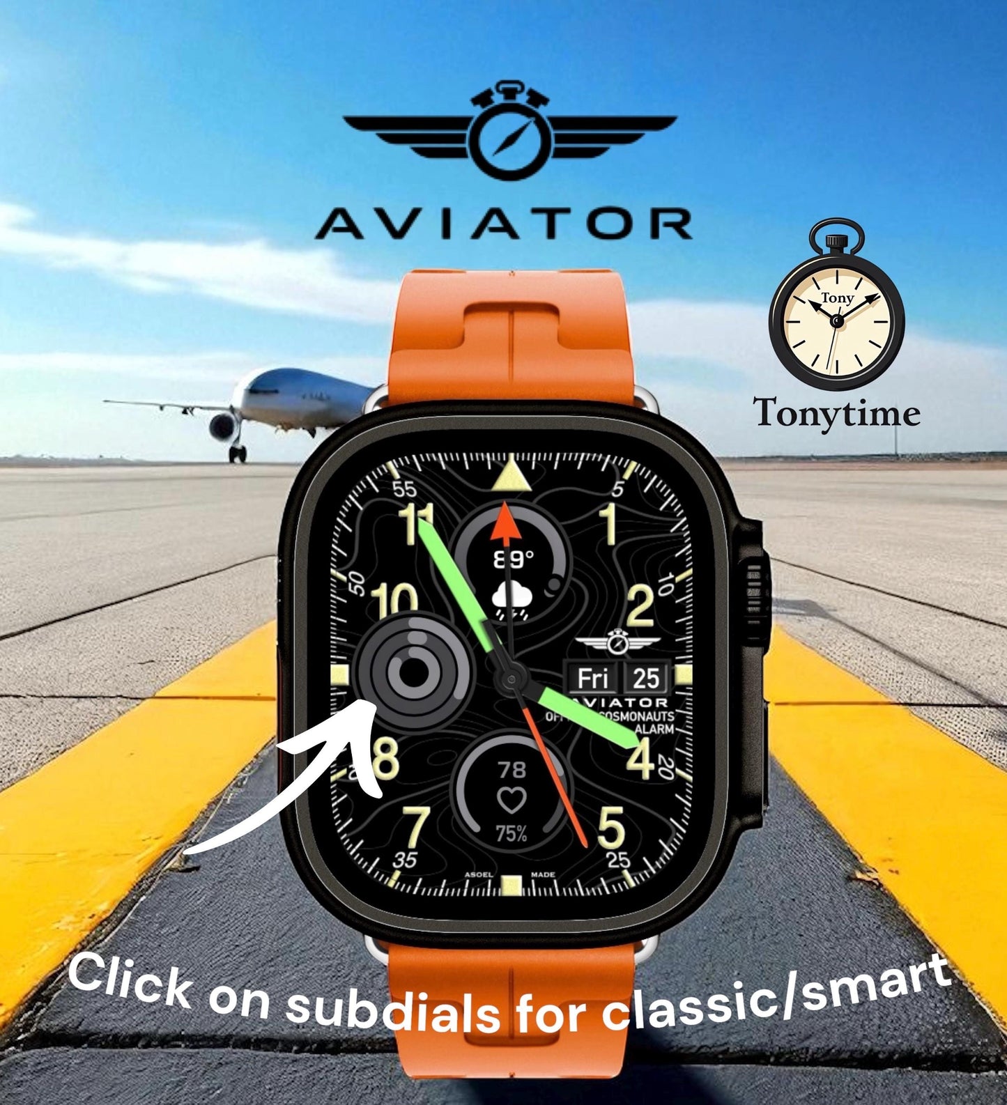 Smart Aviator Cosmonauts Apple Watch Face - Interactive Clockology Design