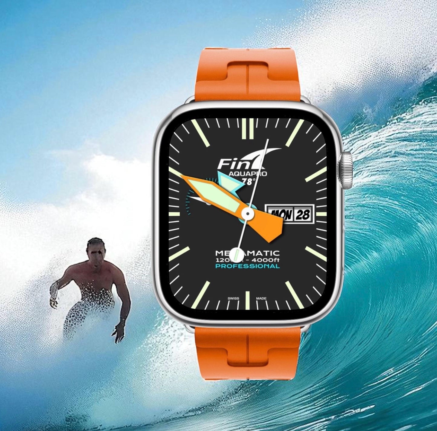 Fin Aquapro Megamatic Apple Watch Face - Clockology Smartwatch Design