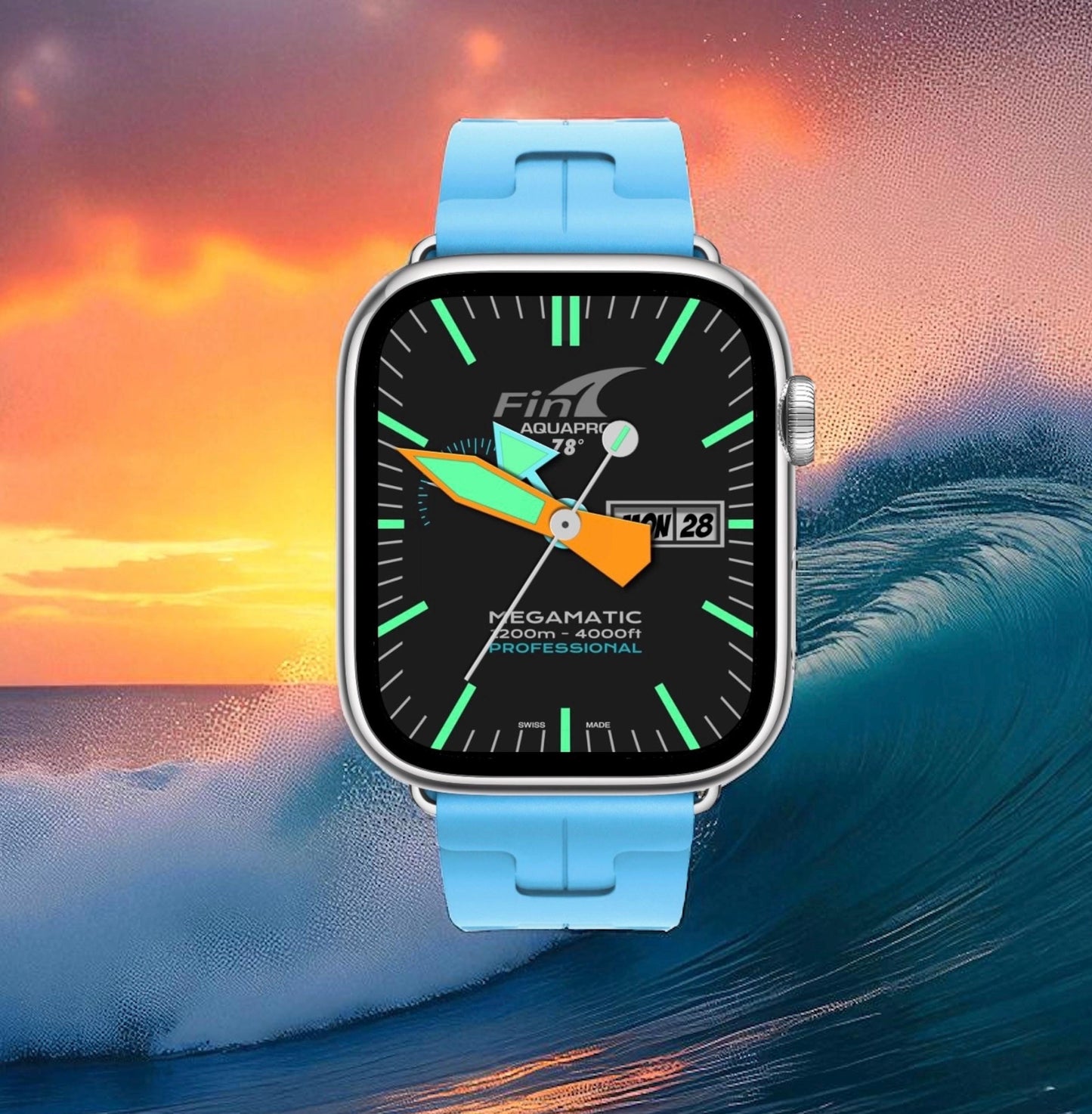 Fin Aquapro Megamatic Apple Watch Face - Clockology Smartwatch Design