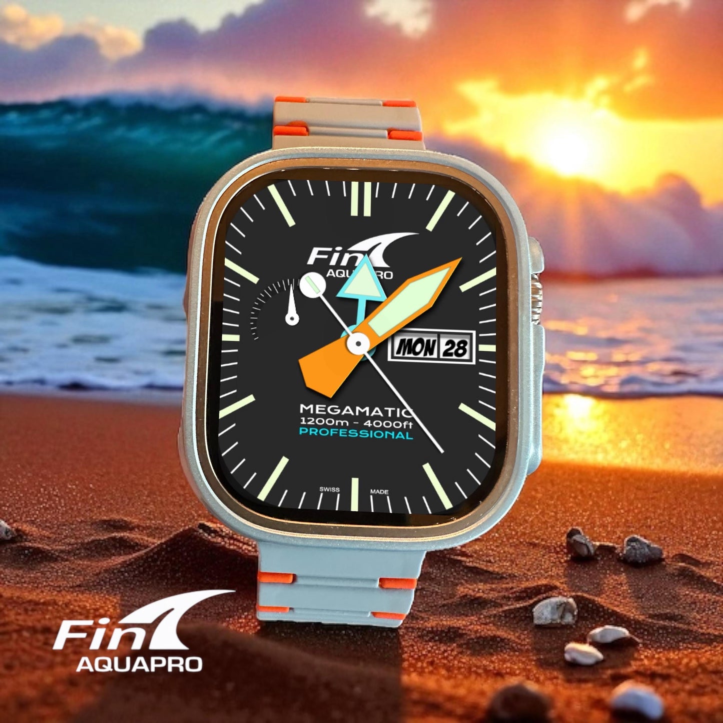 Fin Aquapro Megamatic Apple Watch Face - Clockology Smartwatch Design