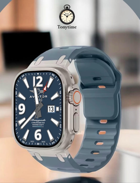 Metal Silicone Apple Watch Band: Sport Strap, 49-42mm - Series 2-10, Ultra, SE