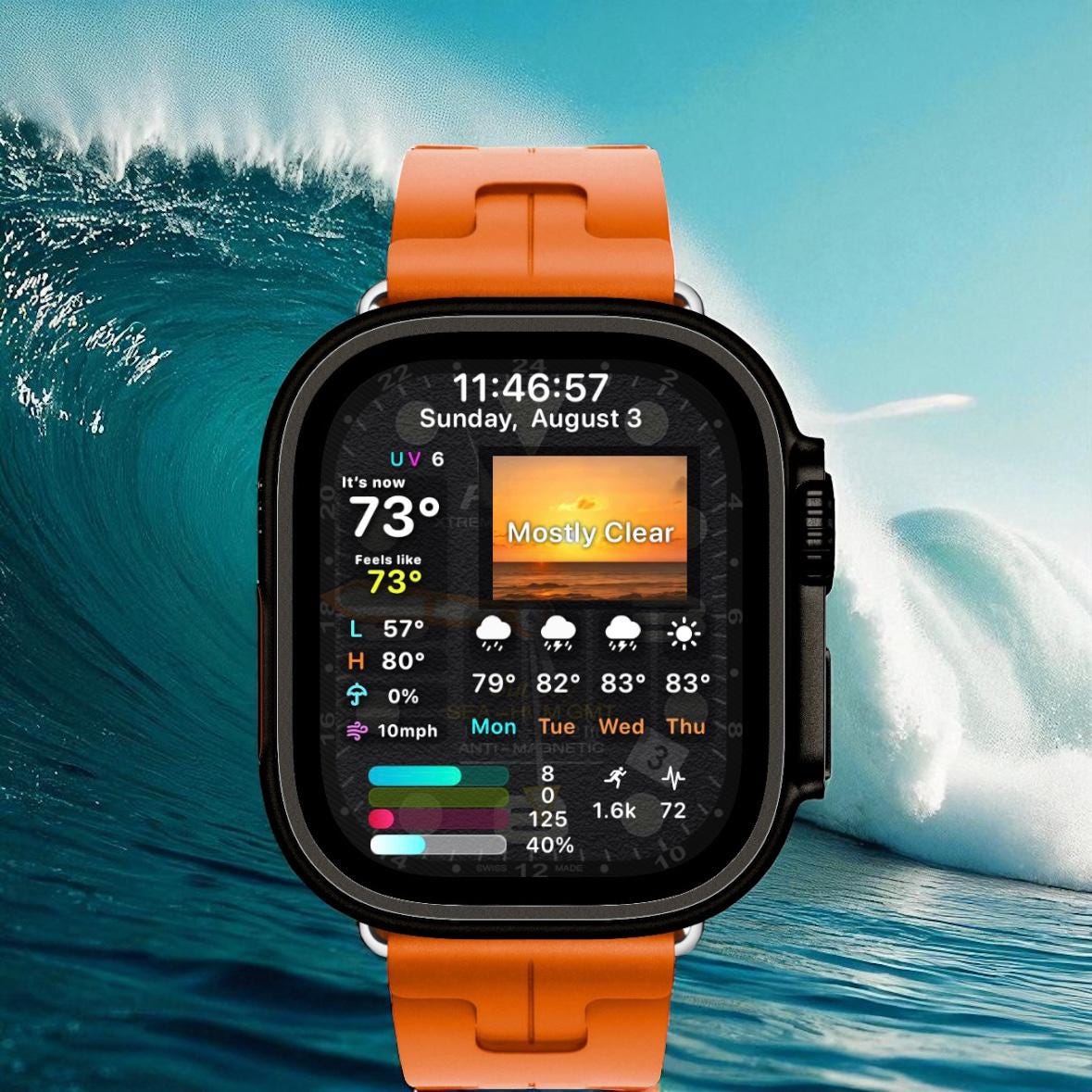 Fin Aquapro XTreme Apple Watch Face: Clockology Smartwatch Design