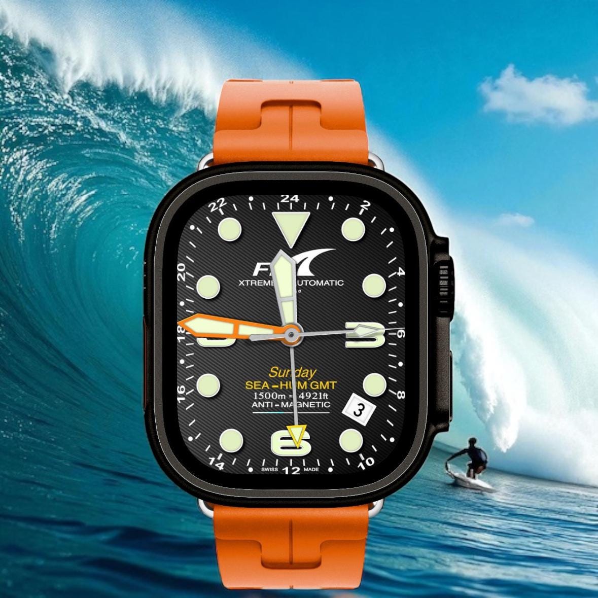 Fin Aquapro XTreme Apple Watch Face: Clockology Smartwatch Design