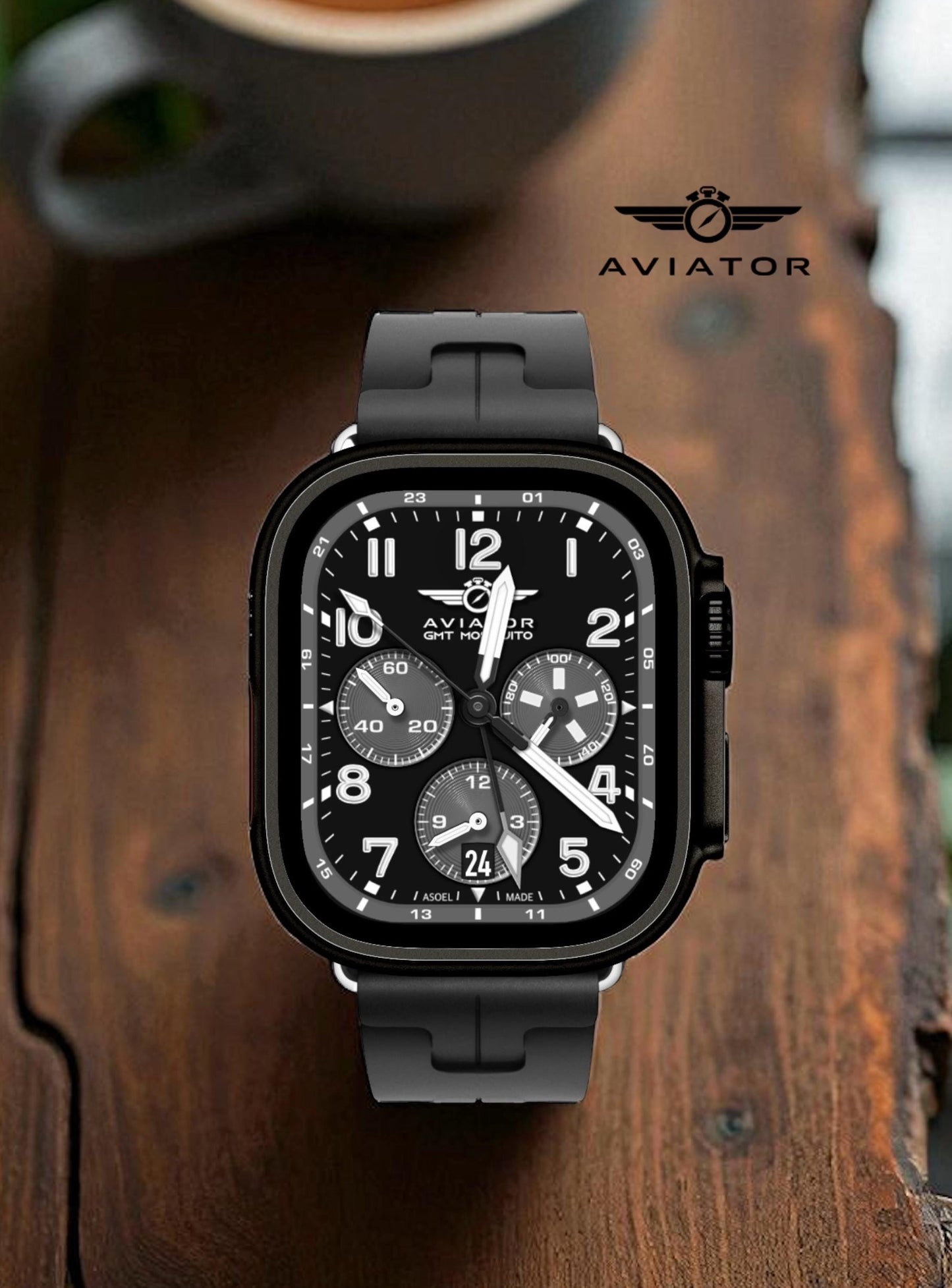 Enhanced Aviator Apple Watch Face: Smart Sub-Dials, GMT (Clockology Required)