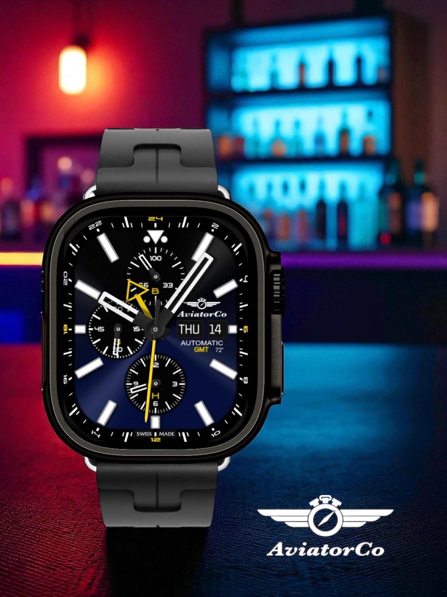 AviatorCo Riviera GMT Apple Watch Face: Clockology Custom Design