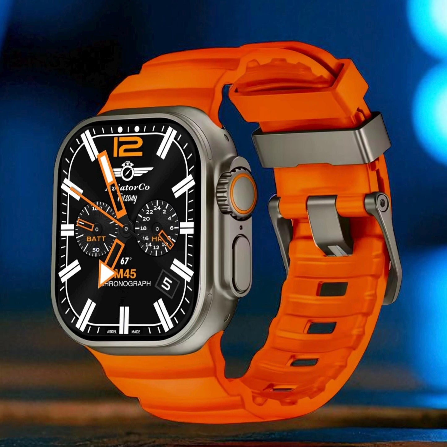 Rugged Silicone Sport Band for Apple Watch Ultra: Titanium Buckle, 42-49mm