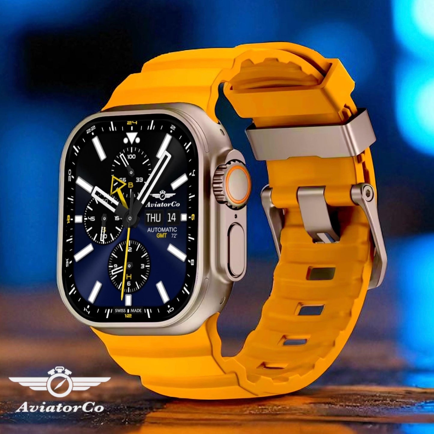 Rugged Silicone Sport Band for Apple Watch Ultra: Titanium Buckle, 42-49mm