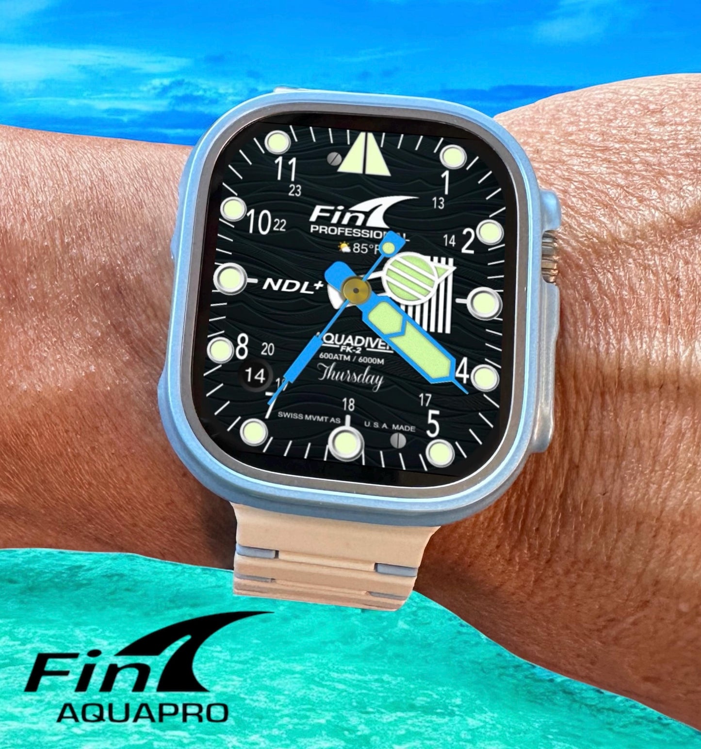 Fin AquaDiver Apple Watch Face: Clockology Smartwatch Design (Digital Download)