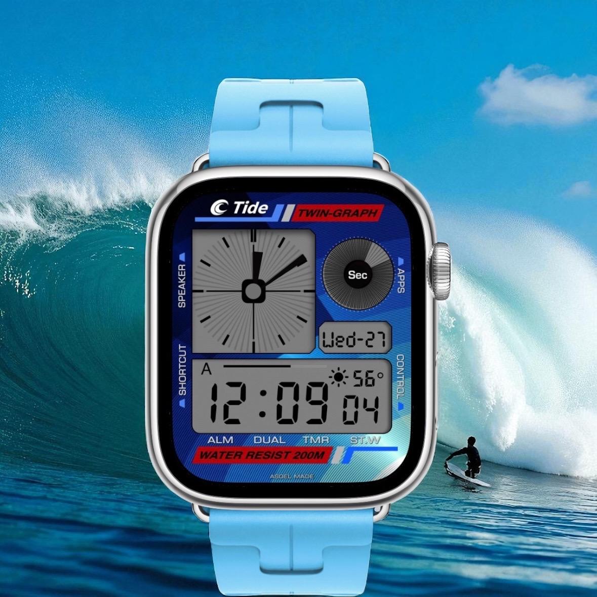 Tide Twin Graph V2 Apple Watch Face - Clockology Digital Watch