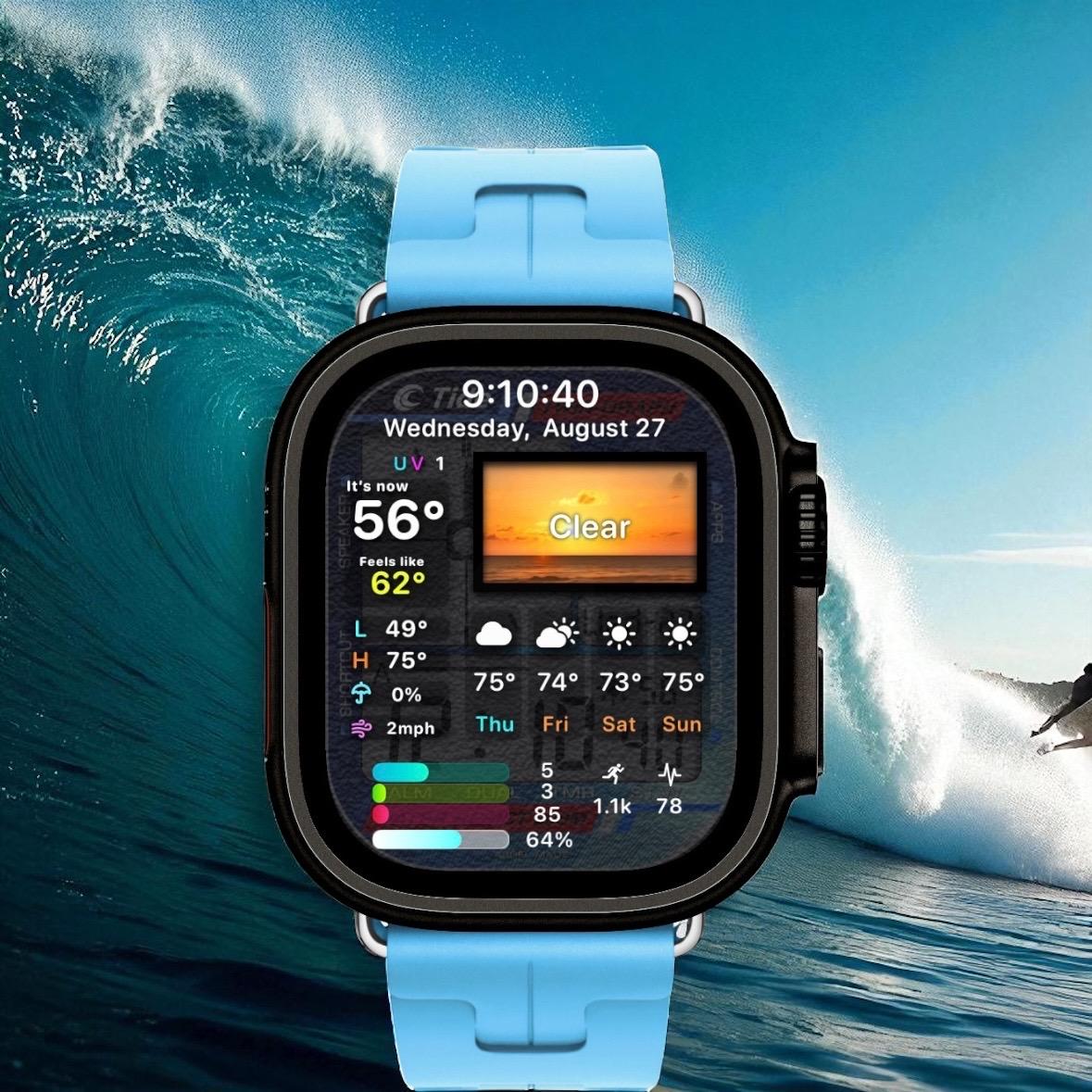 Tide Twin Graph V2 Apple Watch Face - Clockology Digital Watch